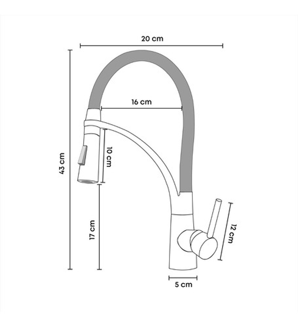 Griferia Profesional Mezclador Cuello Flexible Oro