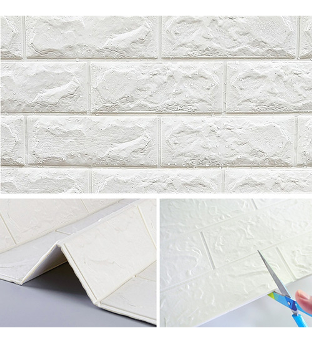 Pared X5 3d Autoadhesivo Panel Tipo Ladrillo Ccol Blanco