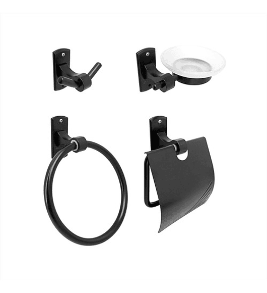 Accesorios X4 Para Baño Negro Mate Noord 1