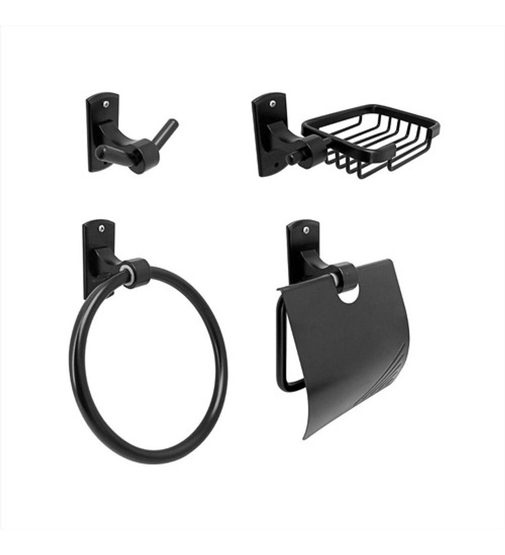 Accesorios X4 Para Baño Negro Mate Noord 2