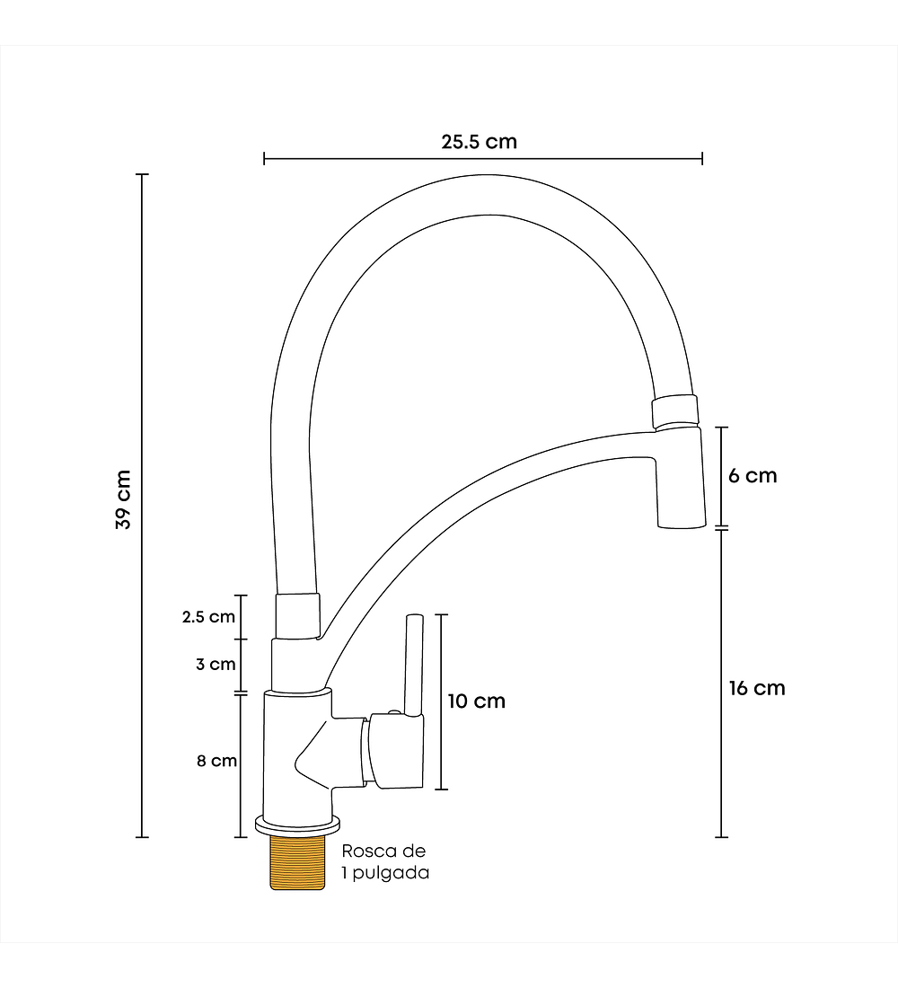 Grifería Lavaplatos Cuello Flexible Base Fija Satinado