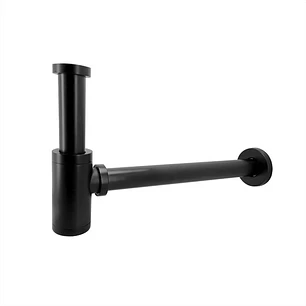 Push Negro Tipo Hongo Sin Rebose + Sifón Rígido Negro 1,1/4