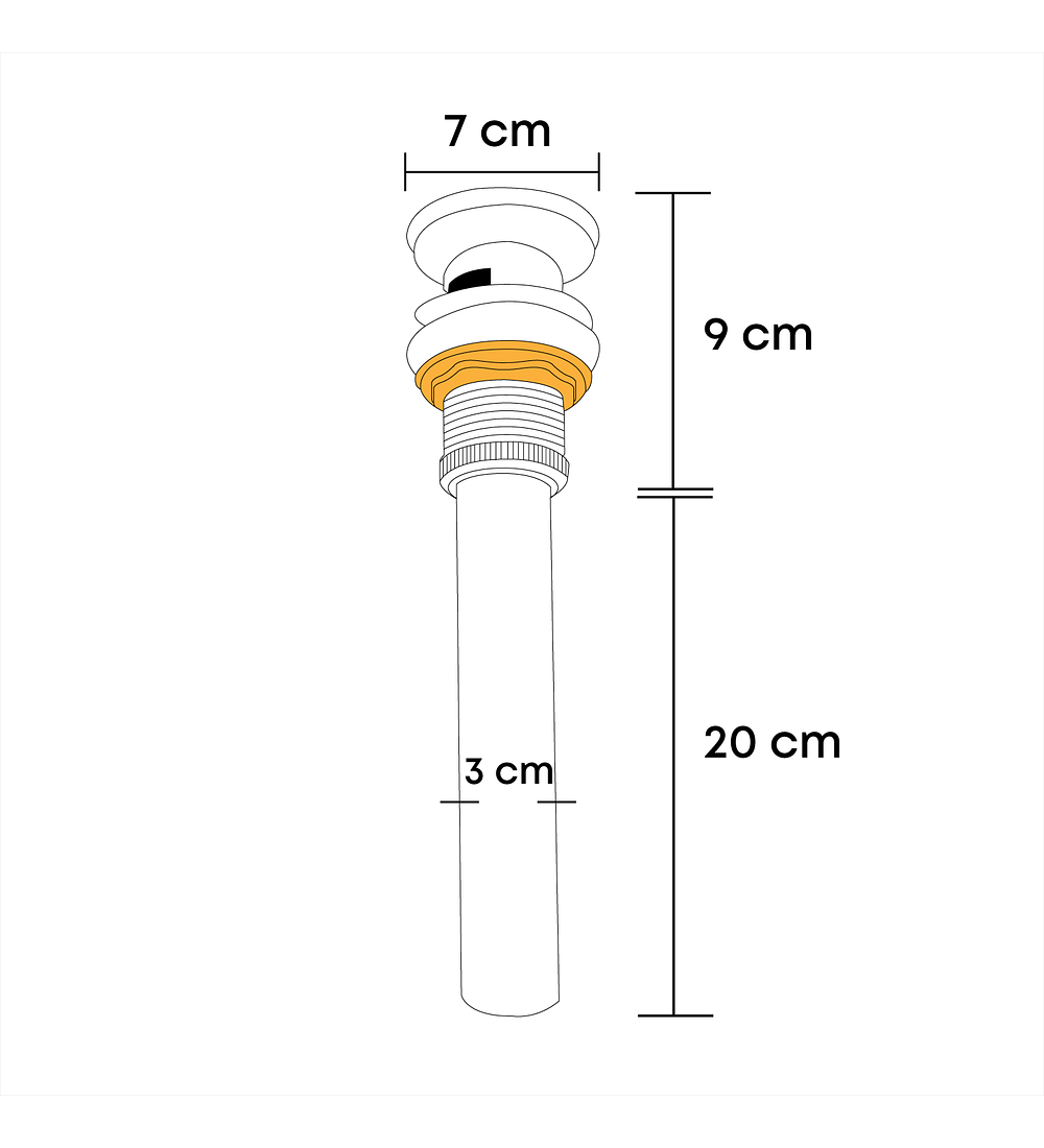 Push Con Rebose + Sifón Flexible Cromado Lavamanos