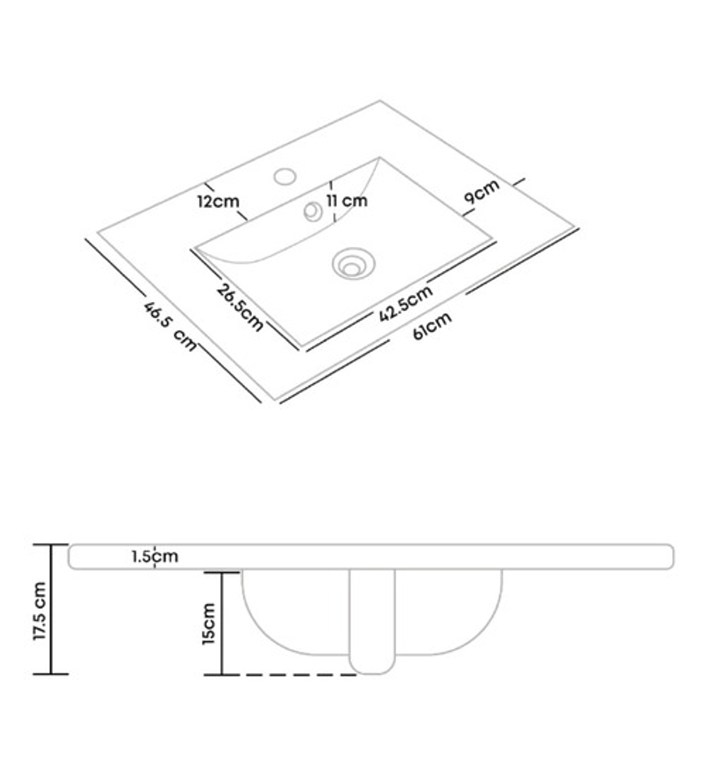 Combo Placa Lavamanos 61x46.5+desagüe Lujo+griferia A Elegir