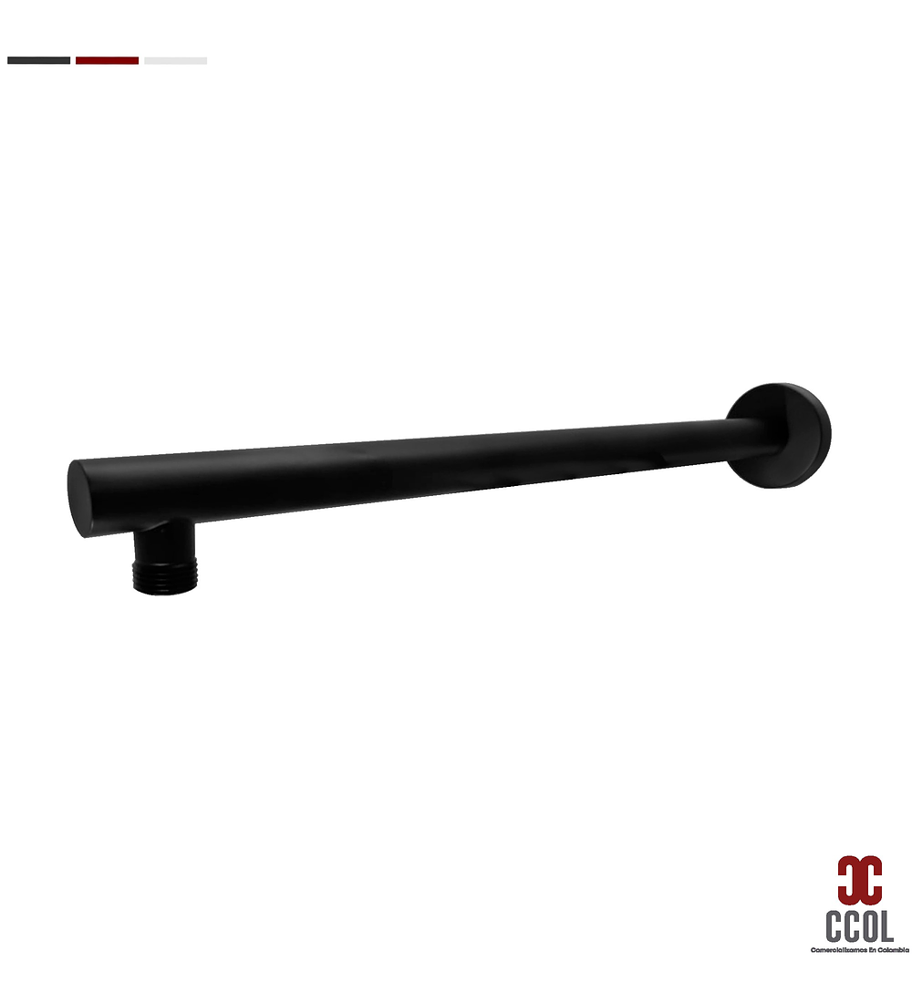 Brazo Cilindrico Recto Metalico 40cm A Muro Negro