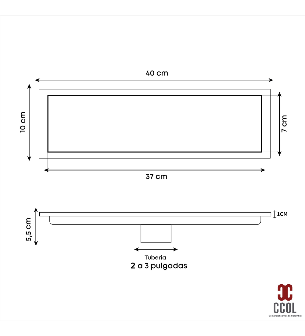 Rejilla Piso Invisible 10x40cm Negro