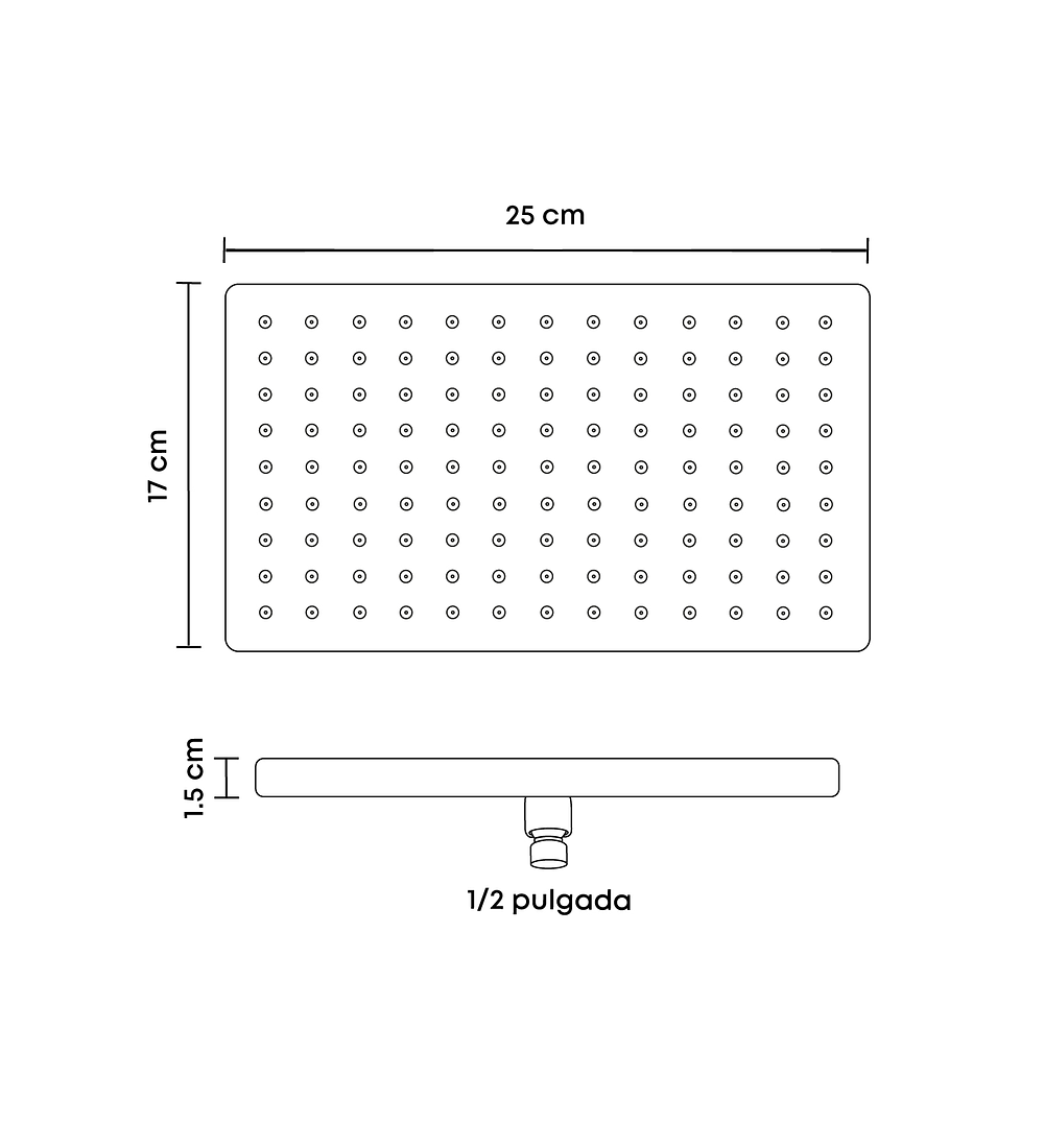 Ducha Rectangular Negra Abs + Brazo Negro Metal C485