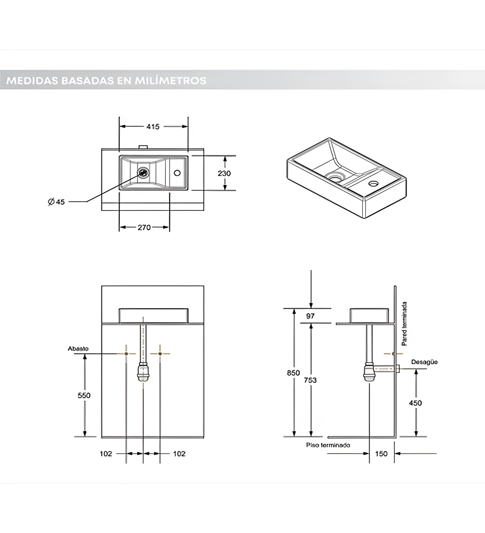 Combo Mueble Lavamanos + Lavamanos + Grifería + Sifón C368