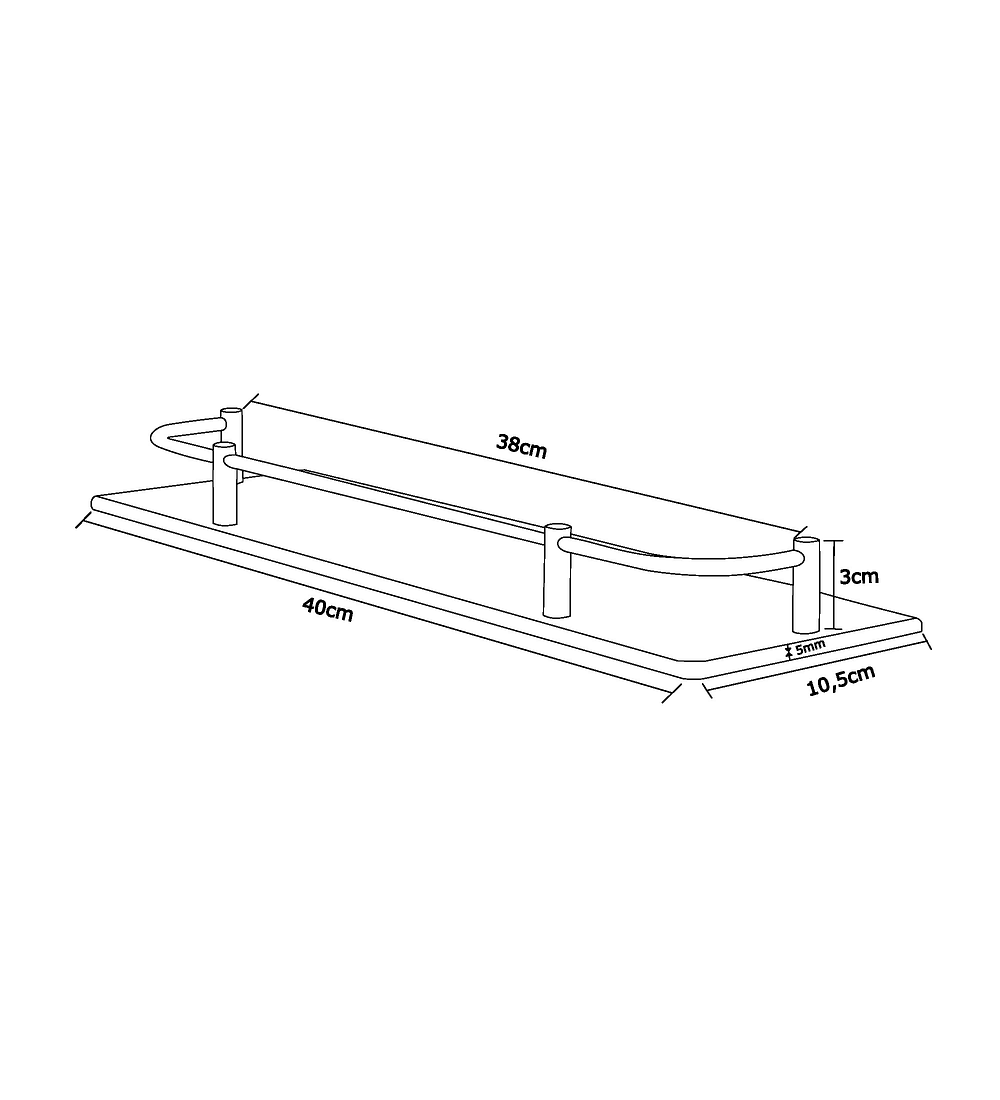 Repisa Rectangular En Vidrio Y Acero 40cm Nube