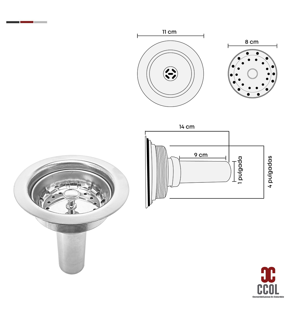 Kit Griferia Lavaplatos Aguafría+dispensador+accesorios C317