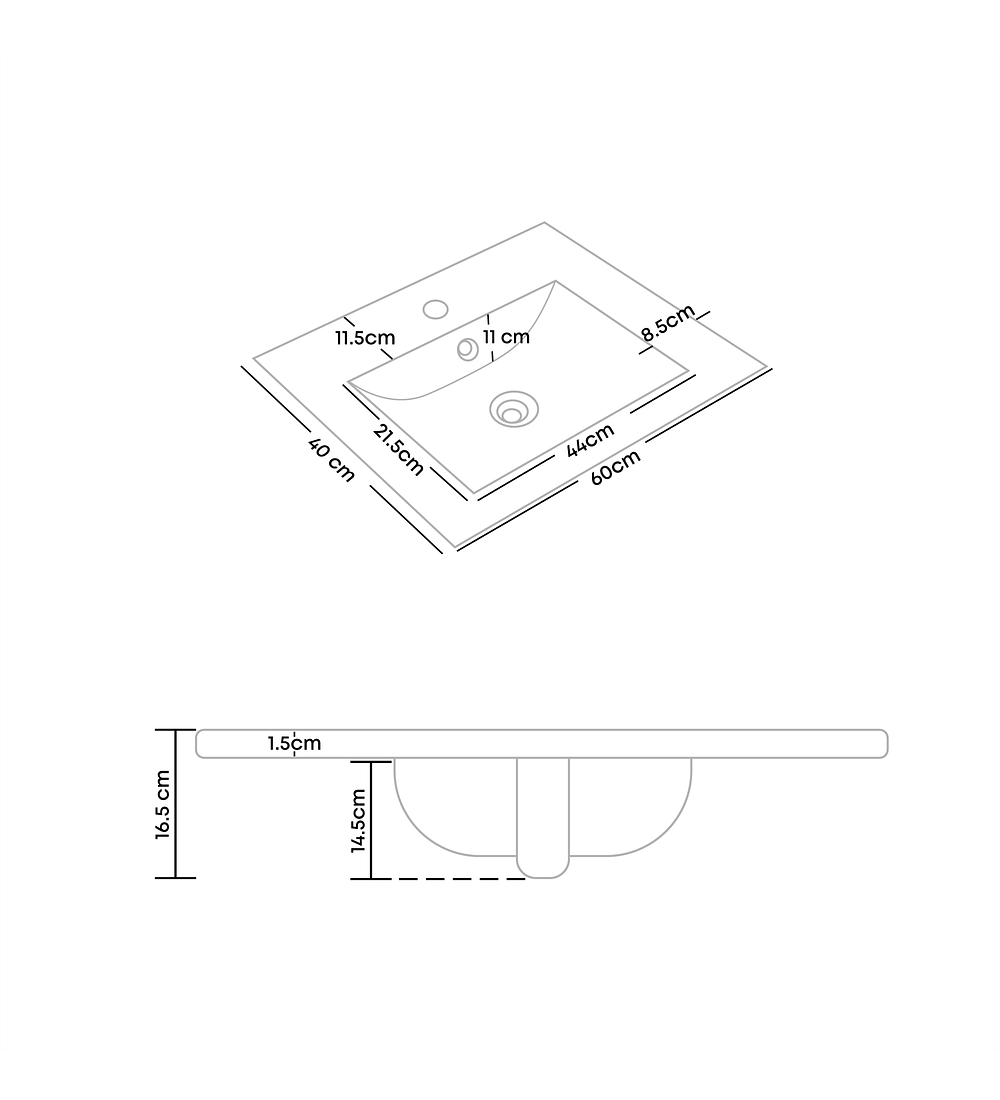 Combo Placa Lavamanos 60x40 + Griferia + Acople + Push  C292