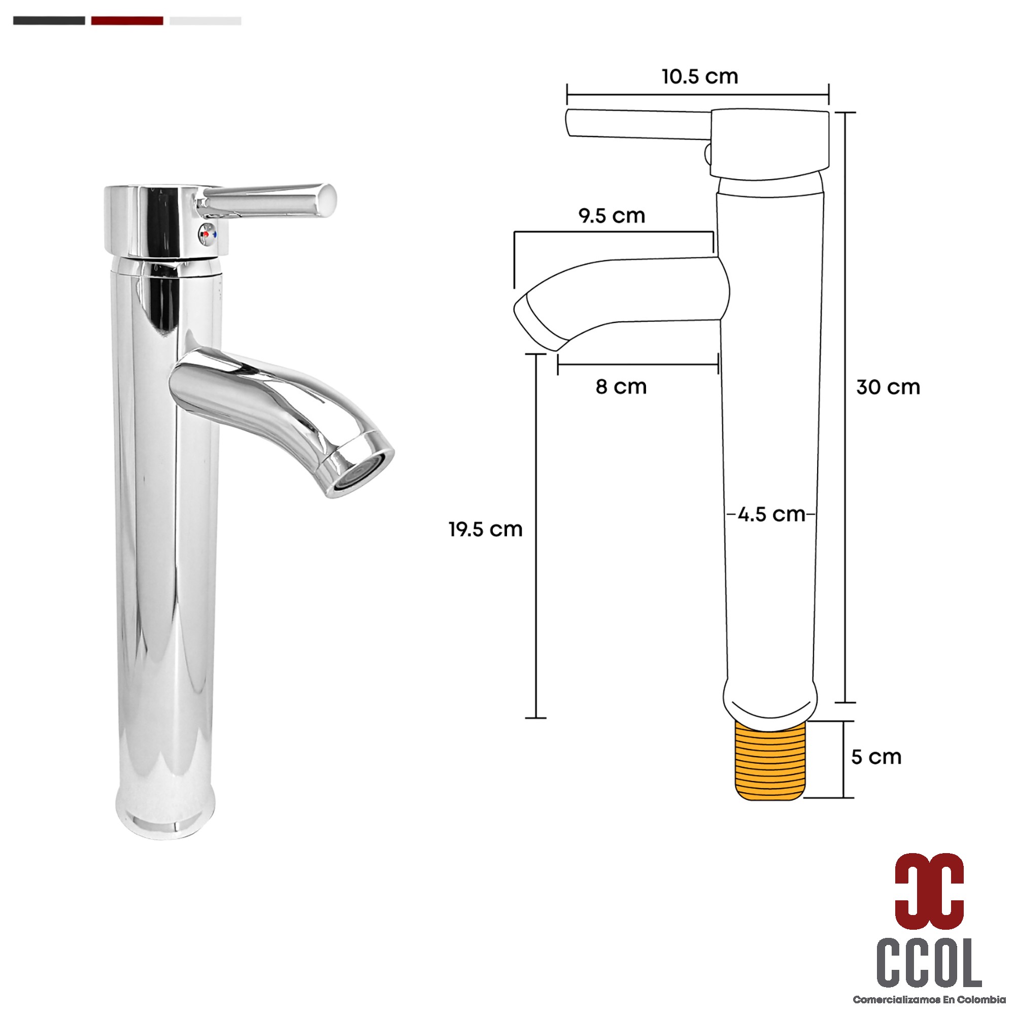 Combo Lavamanos Negro + Griferia Mezclador + Accesorios C751