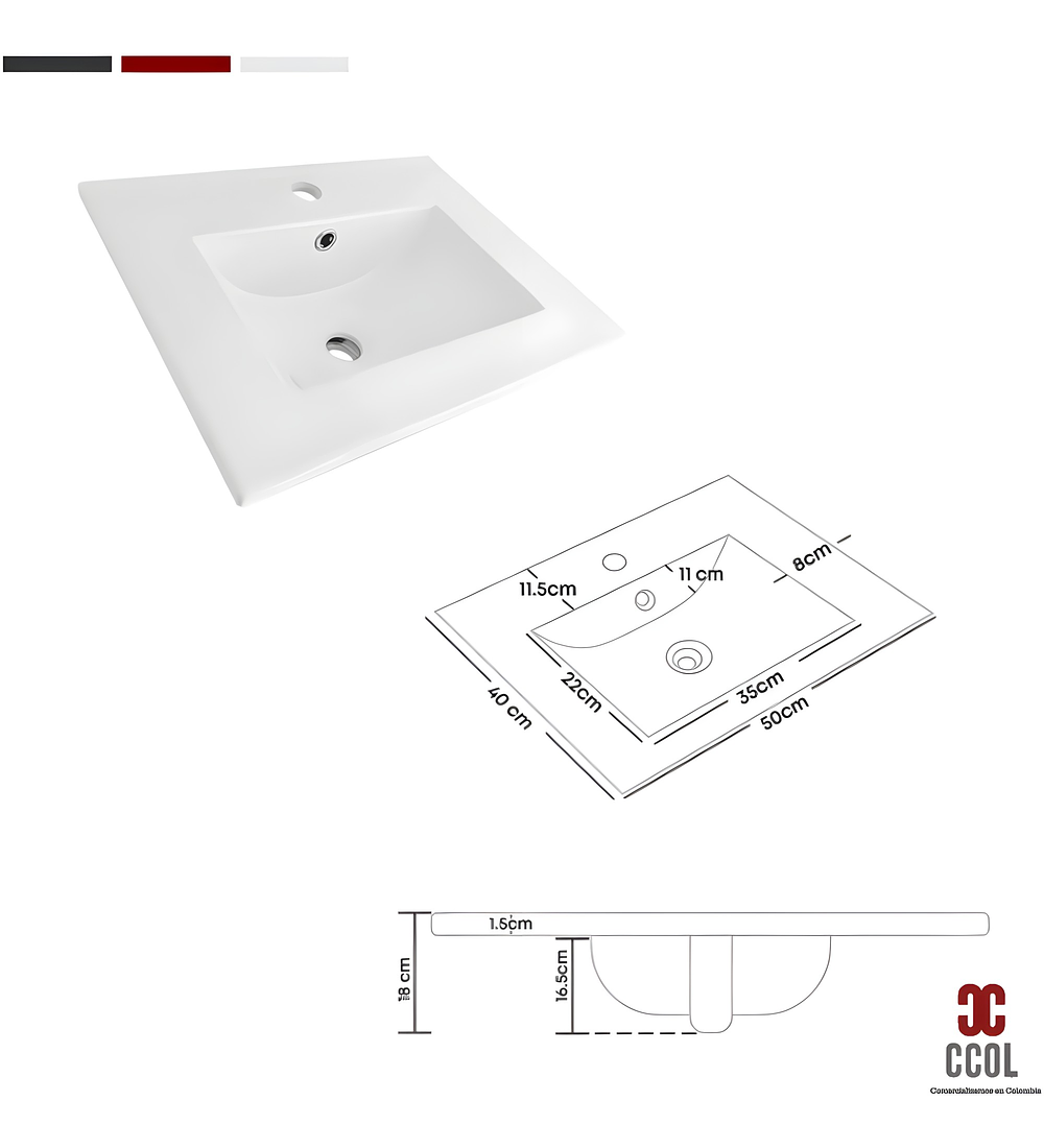 Combo Placa Lavamanos 53x46 + Griferia Mezclador + Push C654