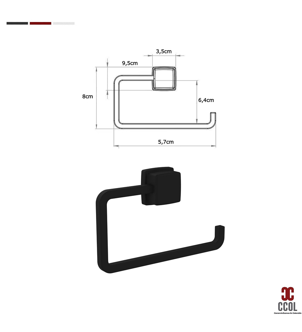 Accesorios Baño 5 Piezas Base Cuadrada Abs