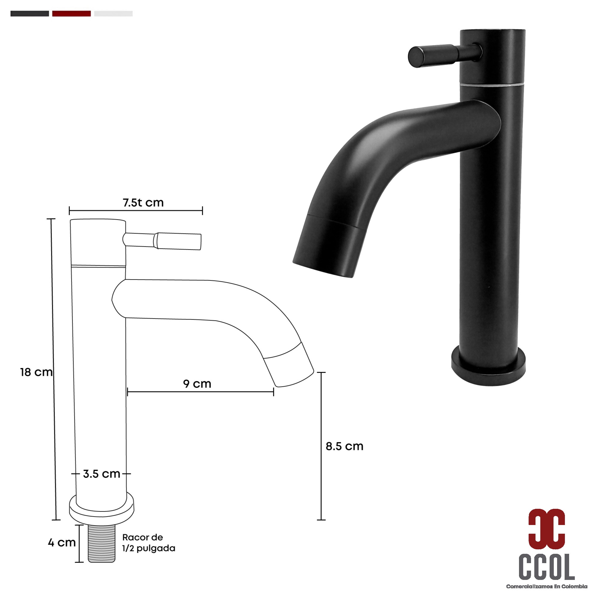 Combo Placa Lavamanos Blanco 60x40 + Grifería Agua Fría C612