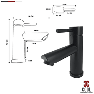 Combo Placa Lavamanos Blanco + Grifería Mezclador Negro C653
