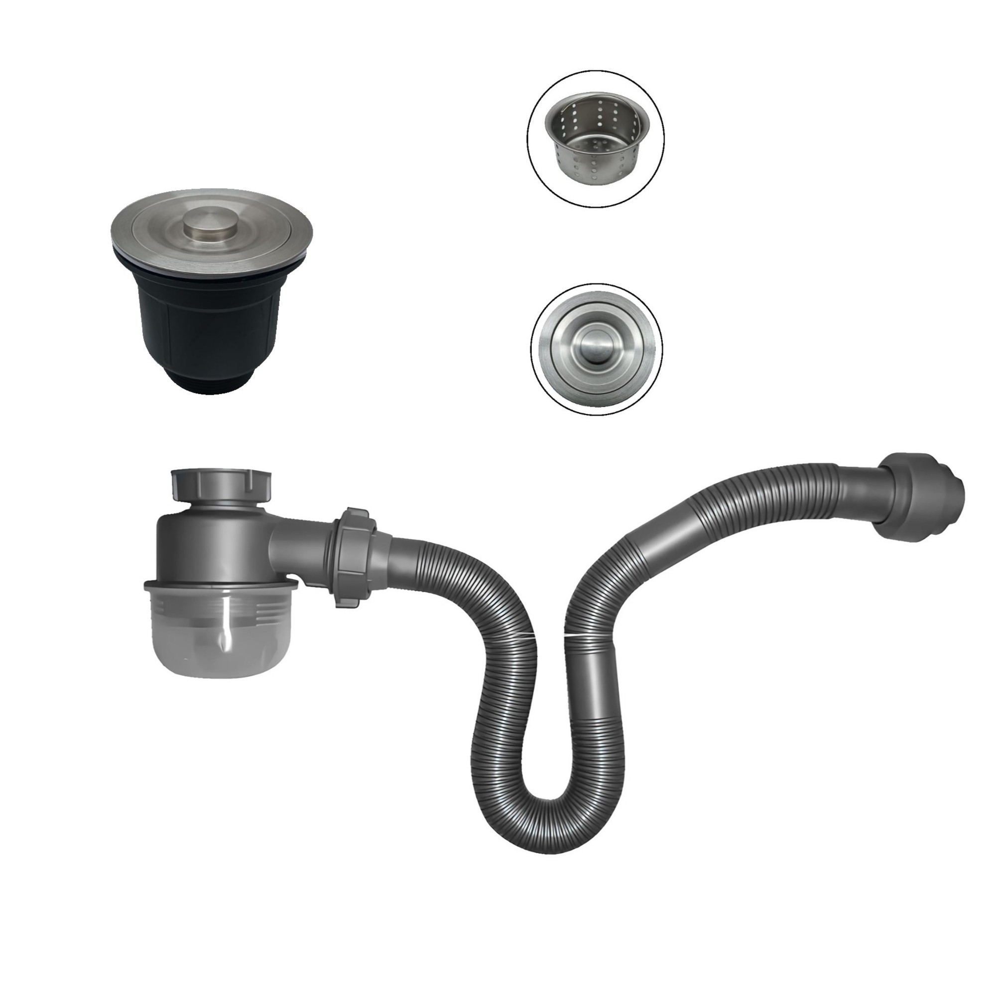 Set Lavaplatos Industrial Canastilla Mas Sifón