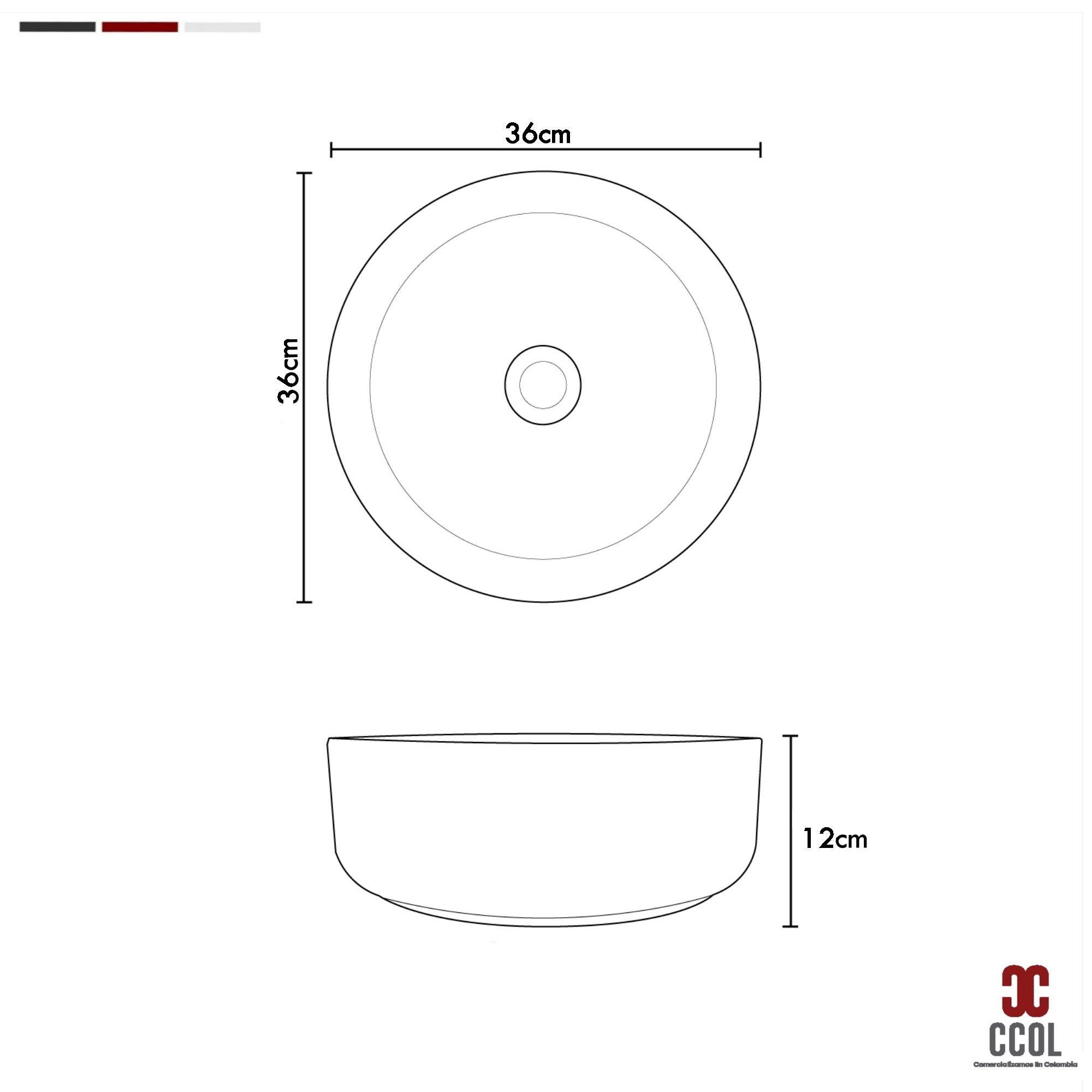 Lavamanos Ceramica Sobreponer Redondo Castilla Negro