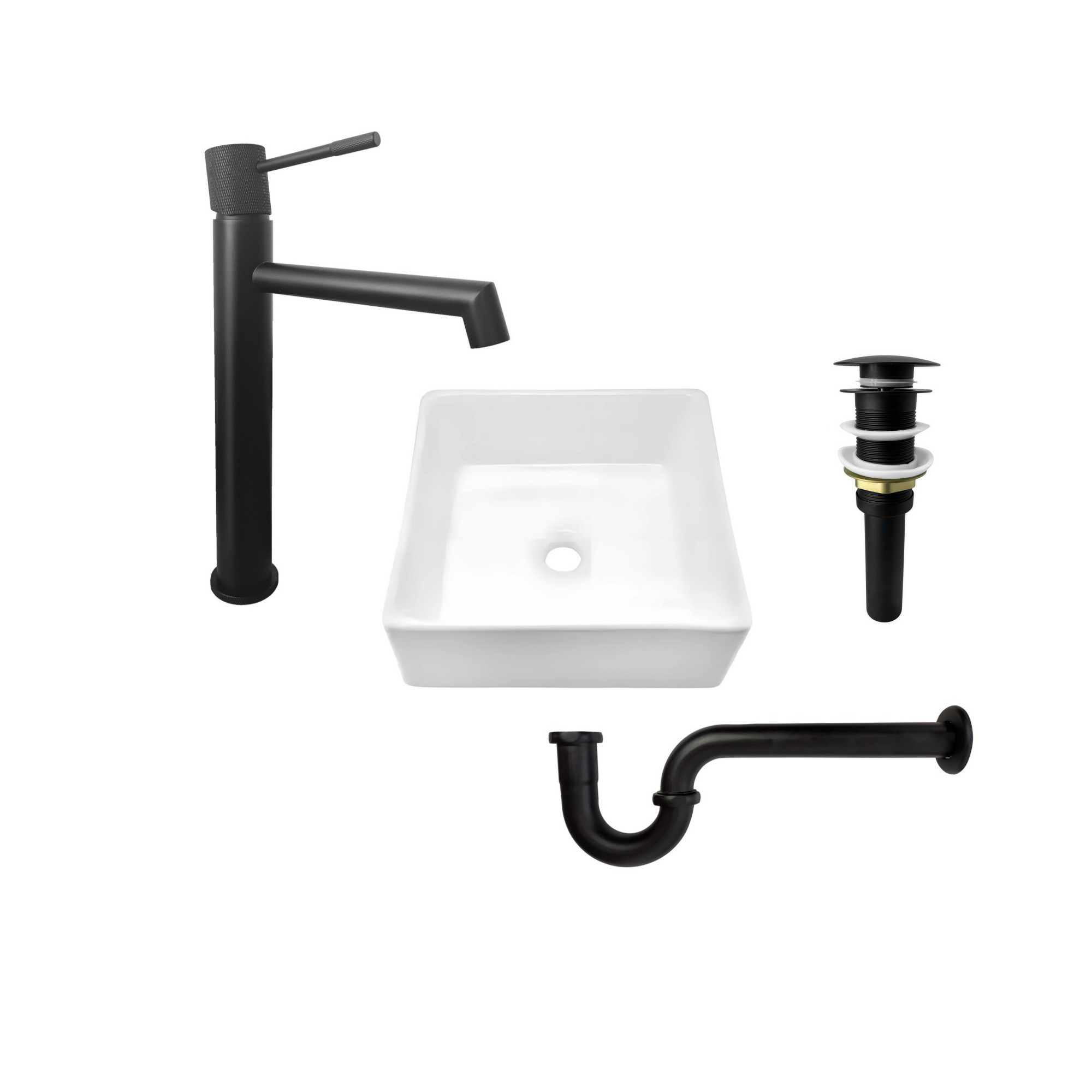 Combo Lavamanos Cuadrado Griferia Y Accesorios C796