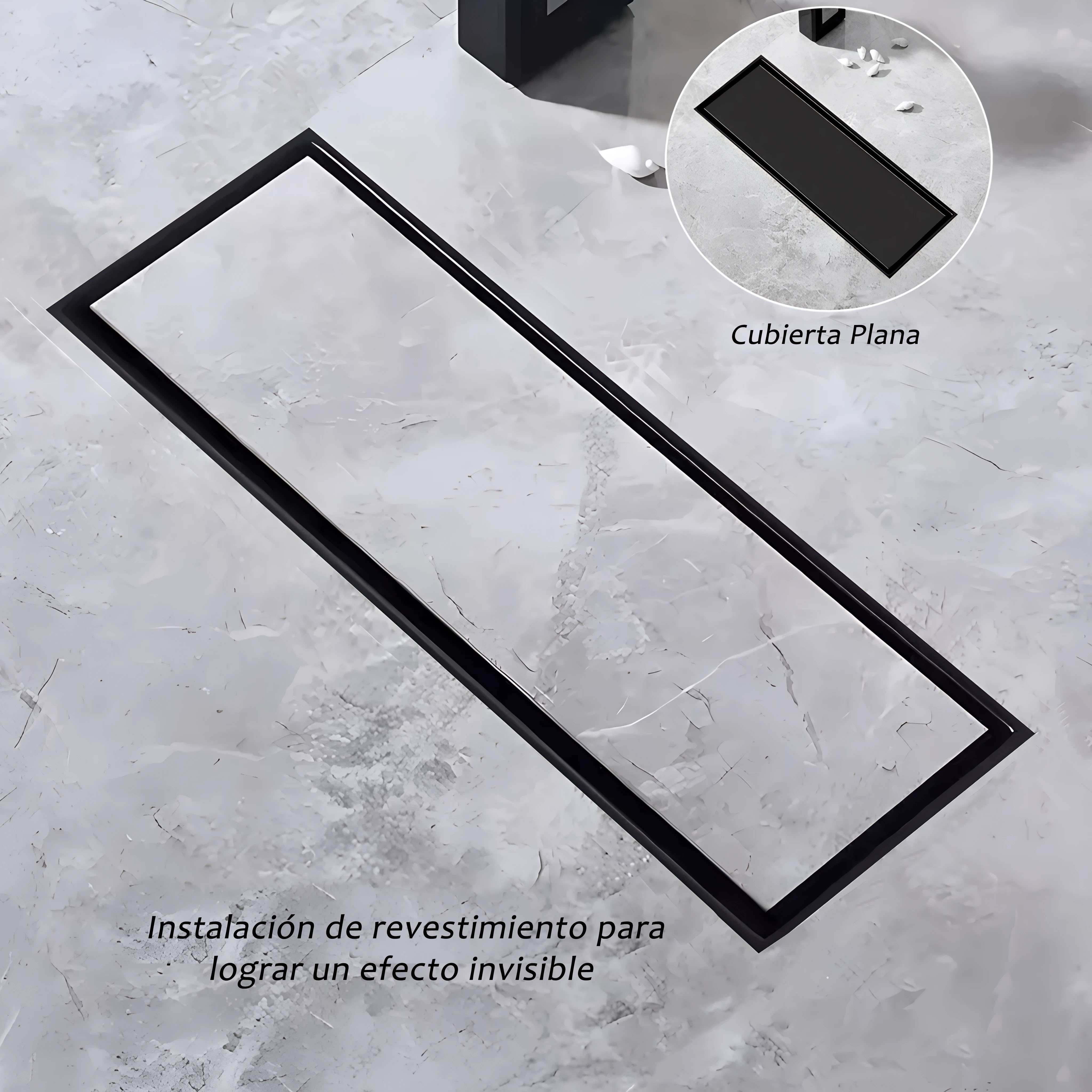 Rejilla Rectangular Piso Invisible Negro 30x10 2