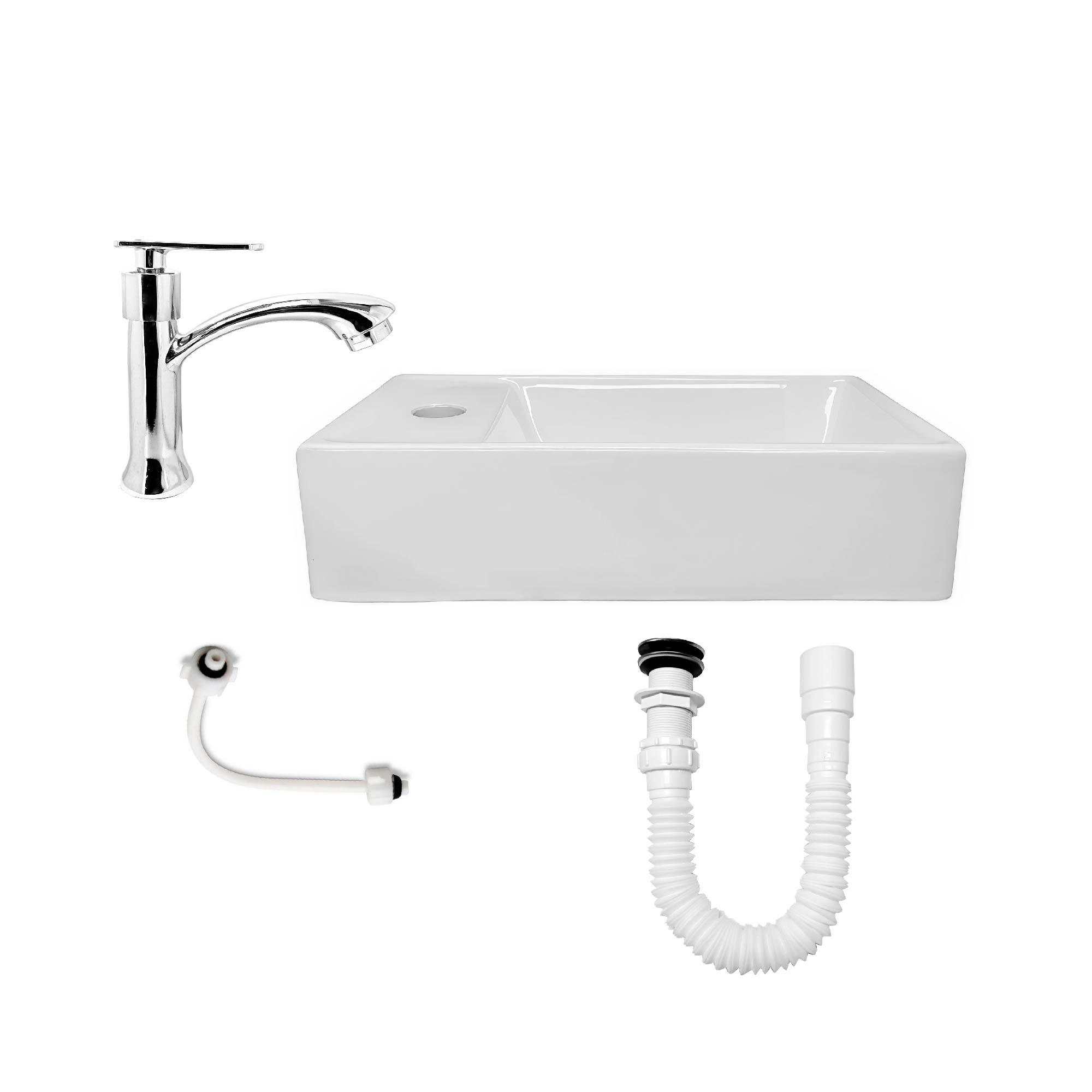 Combo Lavamanos Rectangular Pequeño + Accesorios *b*