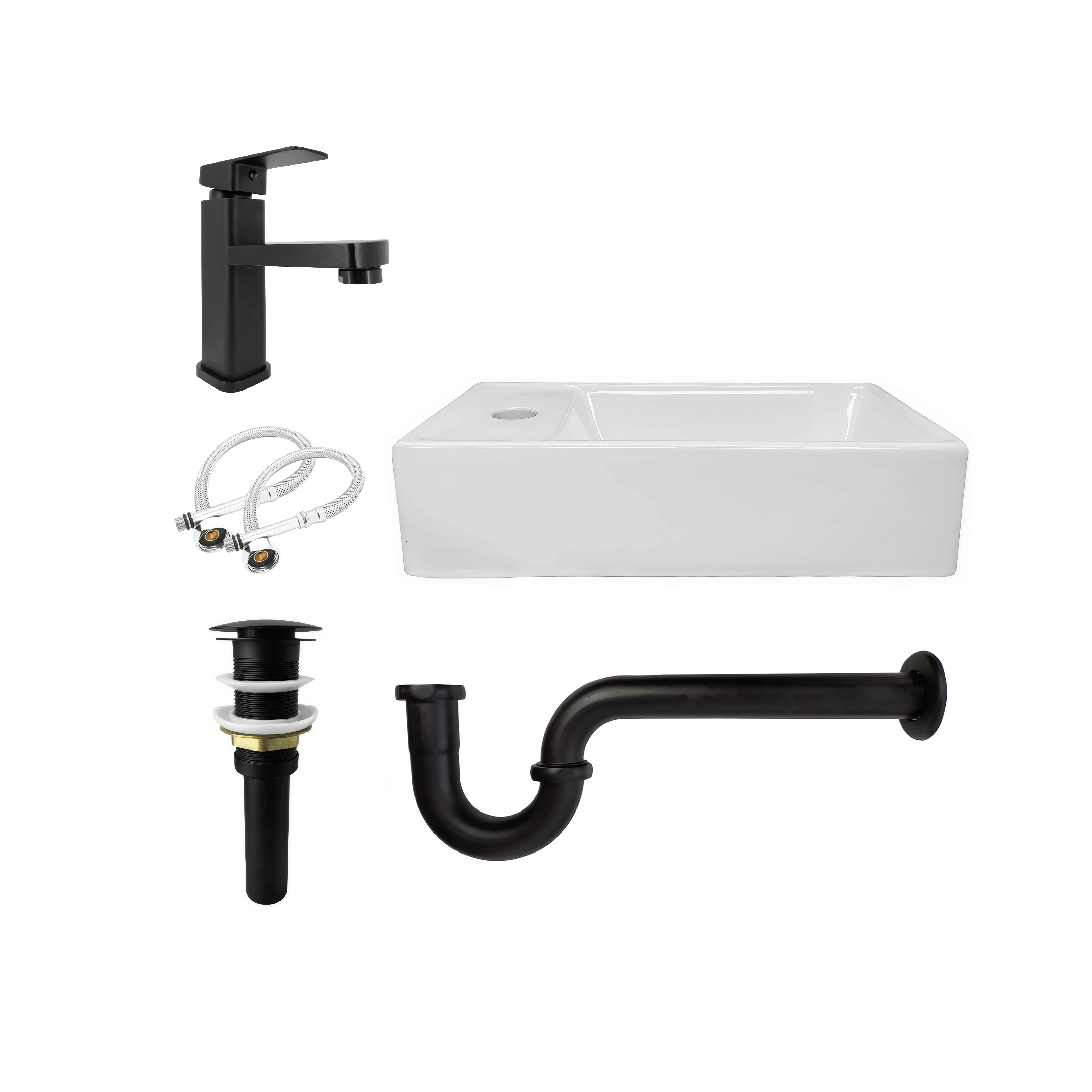 Combo Lavamano Nappo + Griferia Mezcladora Negra C673