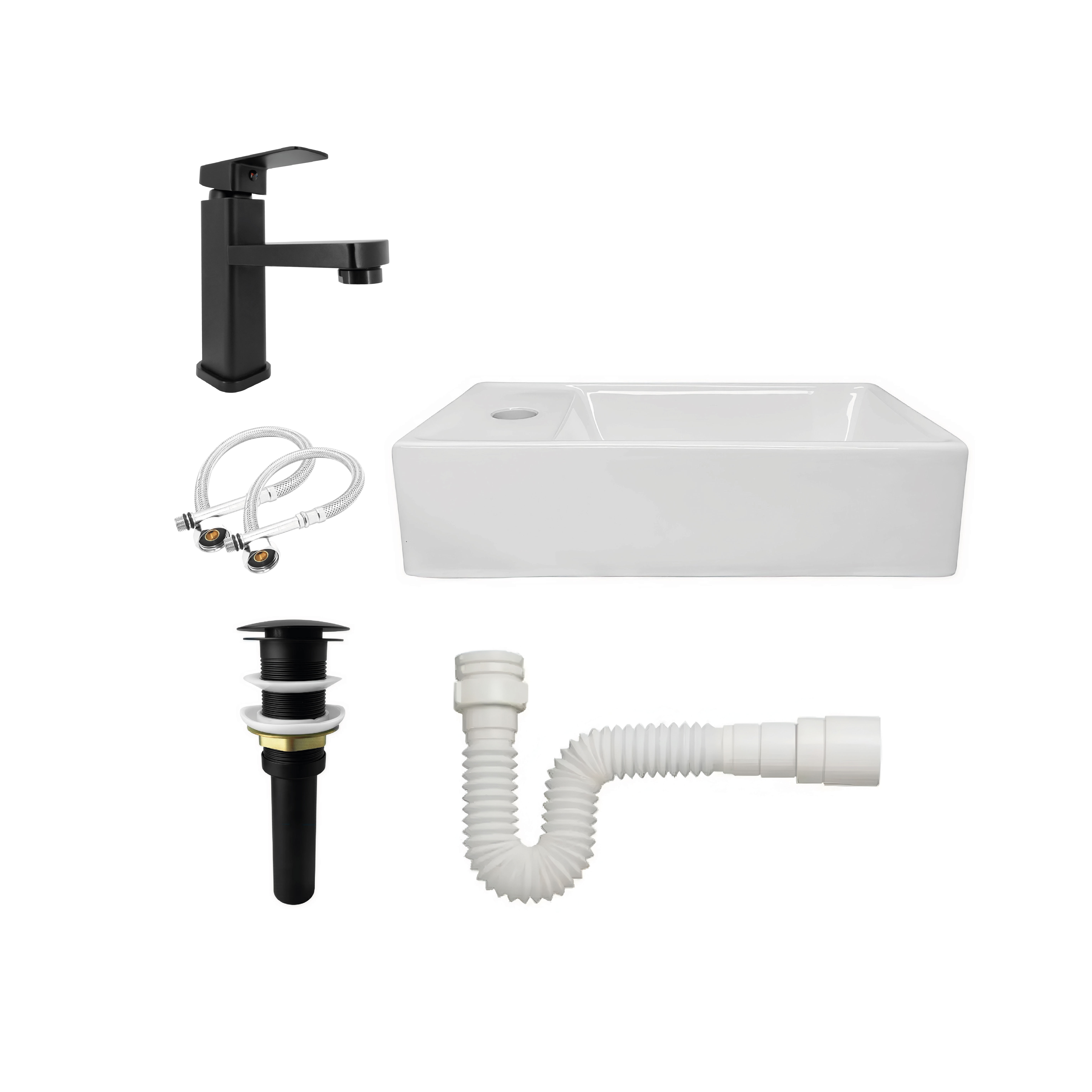 Combo Lavamanos Nappo + Grifería Mezcladora Negra C675