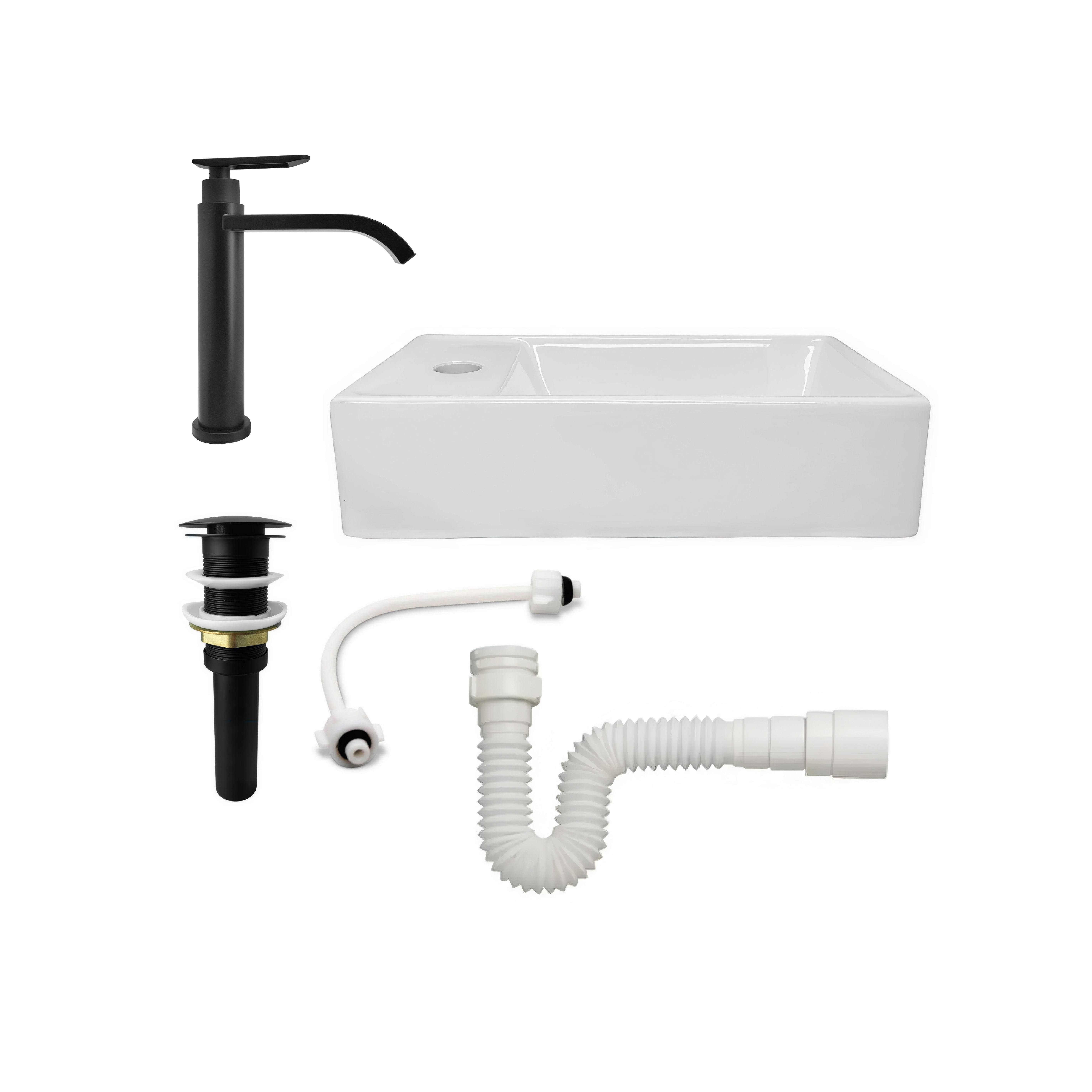 Lavamanos Pequeño Rectangular Nappo+griferia Agua Fria C678