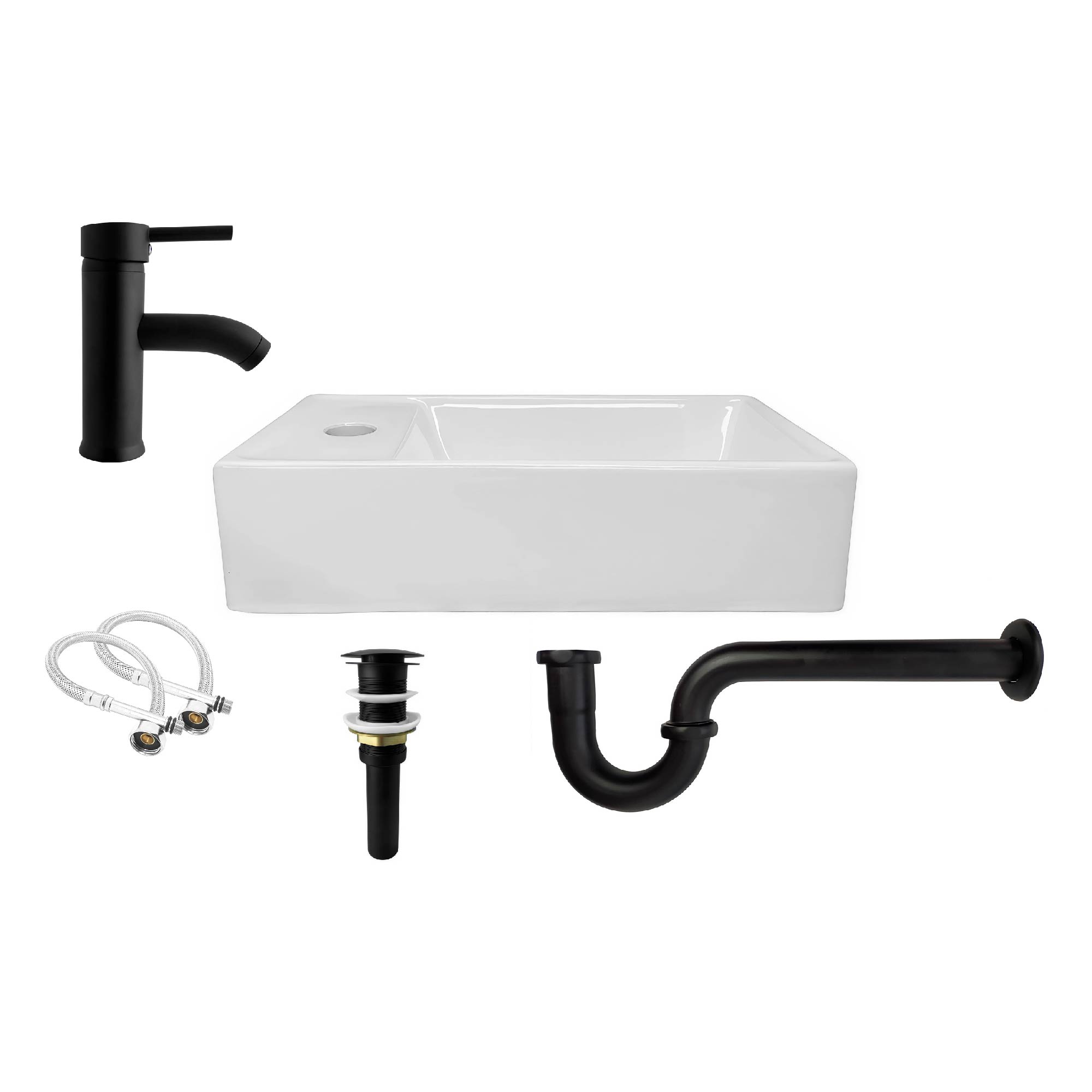 Combo Lavamanos Nappo + Grifería Mezclador Negro C667