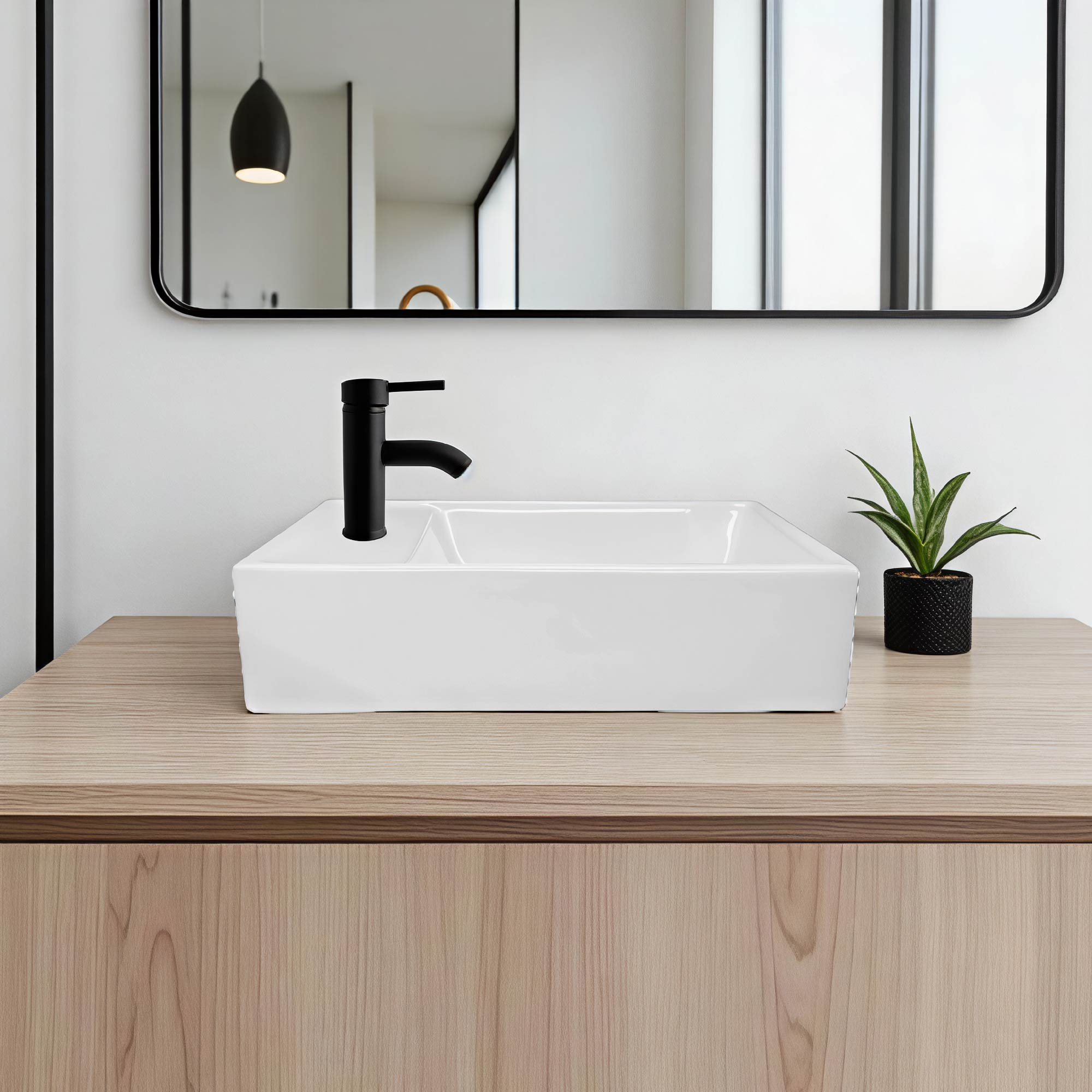 Combo Lavamanos Nappo + Grifería Mezclador Negro C667