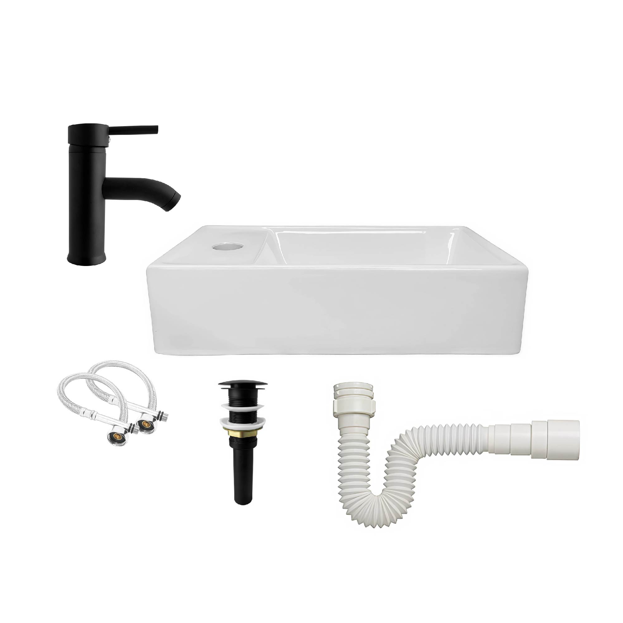 Combo Lavamano Nappo + Griferia Mezcladora Negra C669