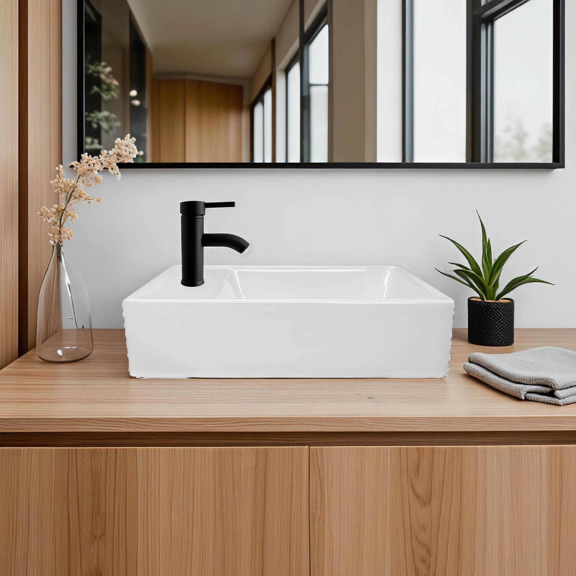 Combo Lavamano Nappo + Griferia Mezcladora Negra C669