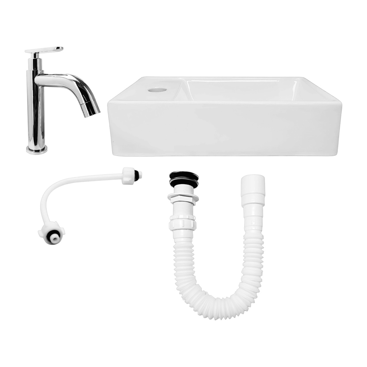 Combo Lavamanos Nappo + Grifería Agua Fria Cromo C687