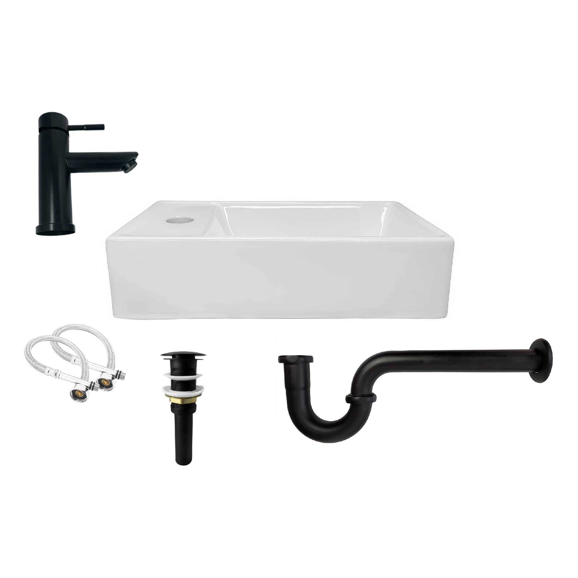 Combo Lavamano Nappo + Griferia Mezcladora Negra C670