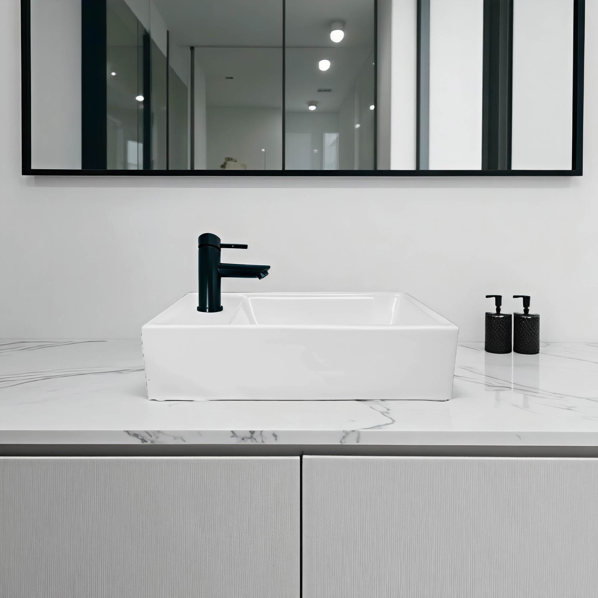 Combo Lavamano Nappo + Griferia Mezcladora Negra C670