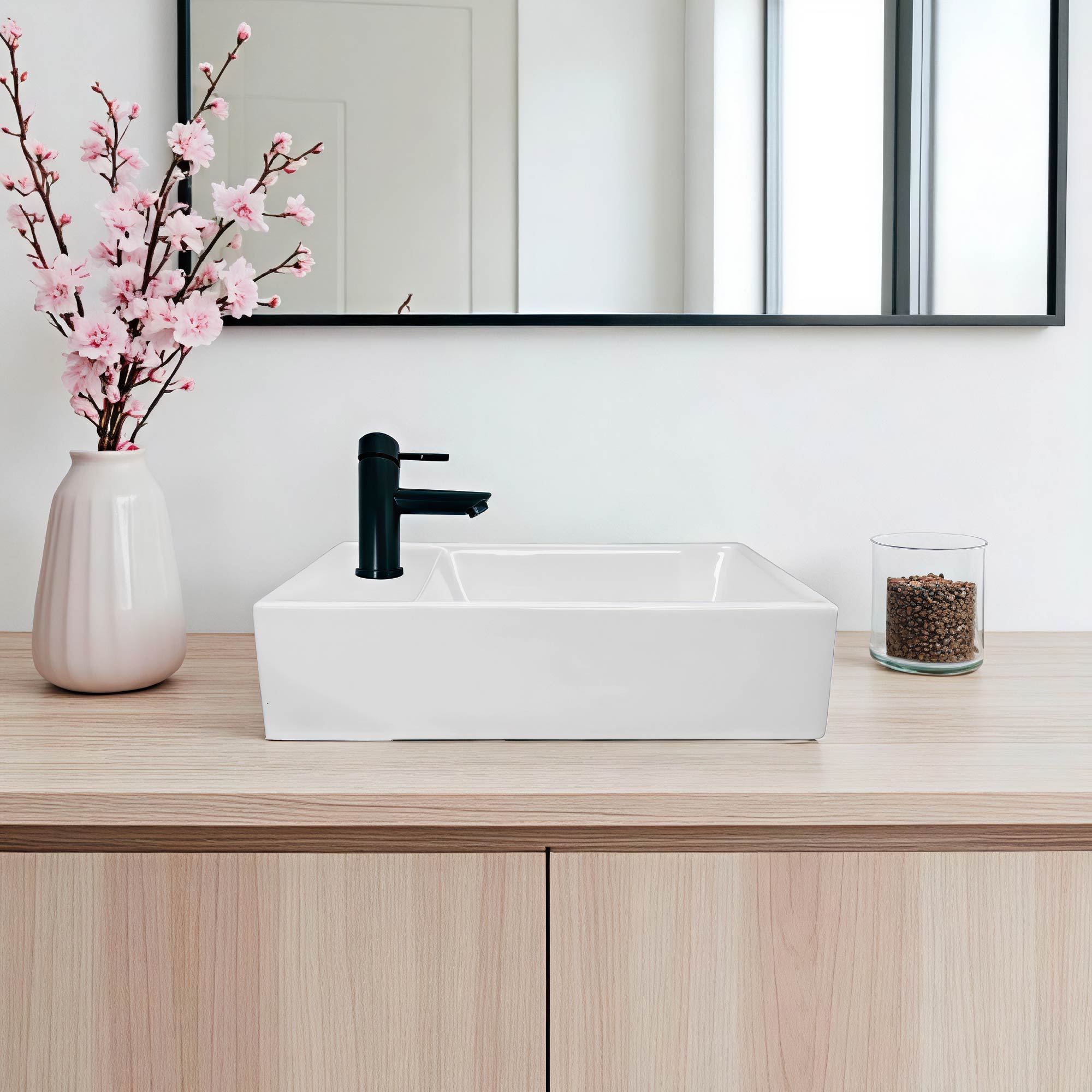 Combo Lavamano Nappo + Griferia Mezcladora Negra C671