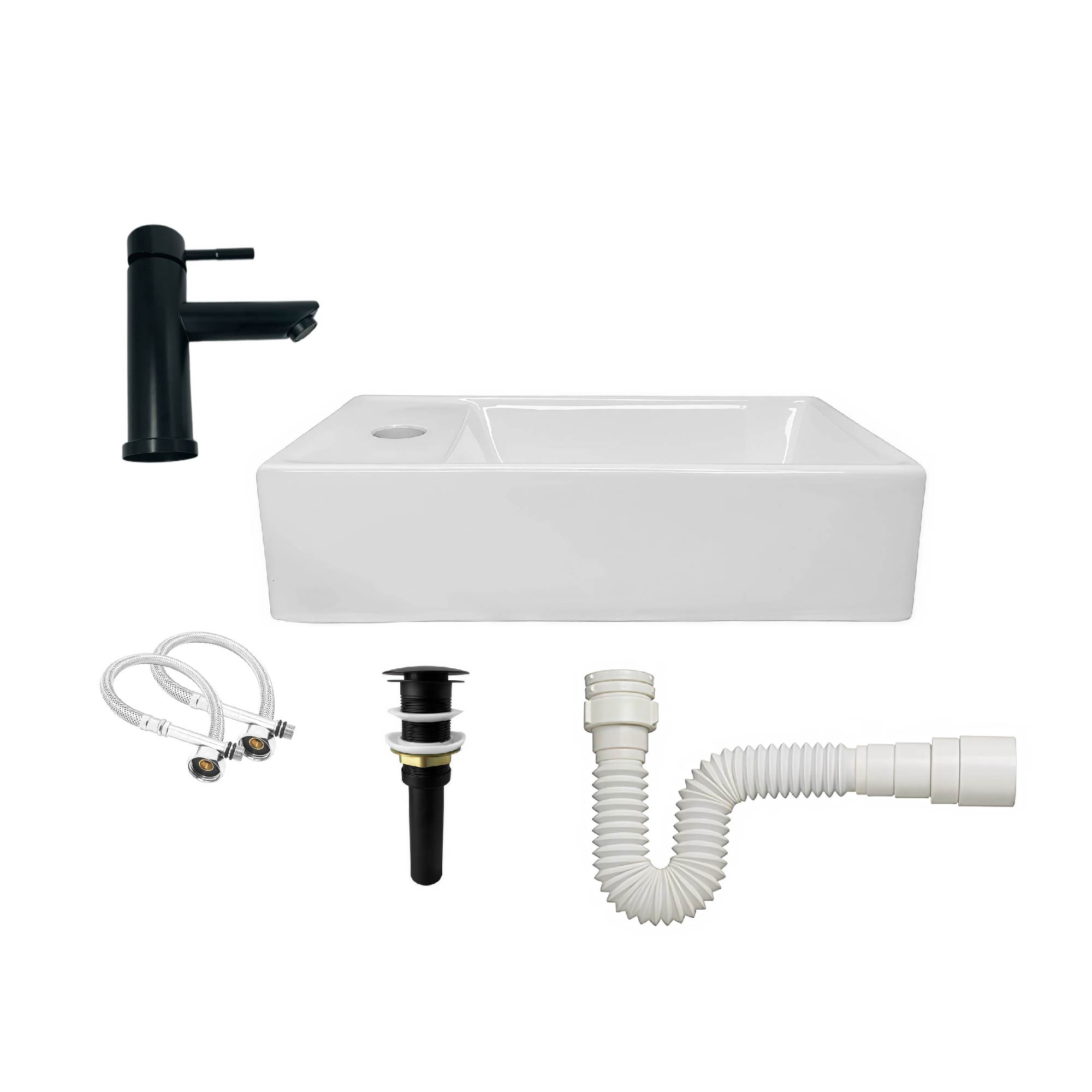 Combo Lavamano Nappo + Griferia Mezcladora Negra C672