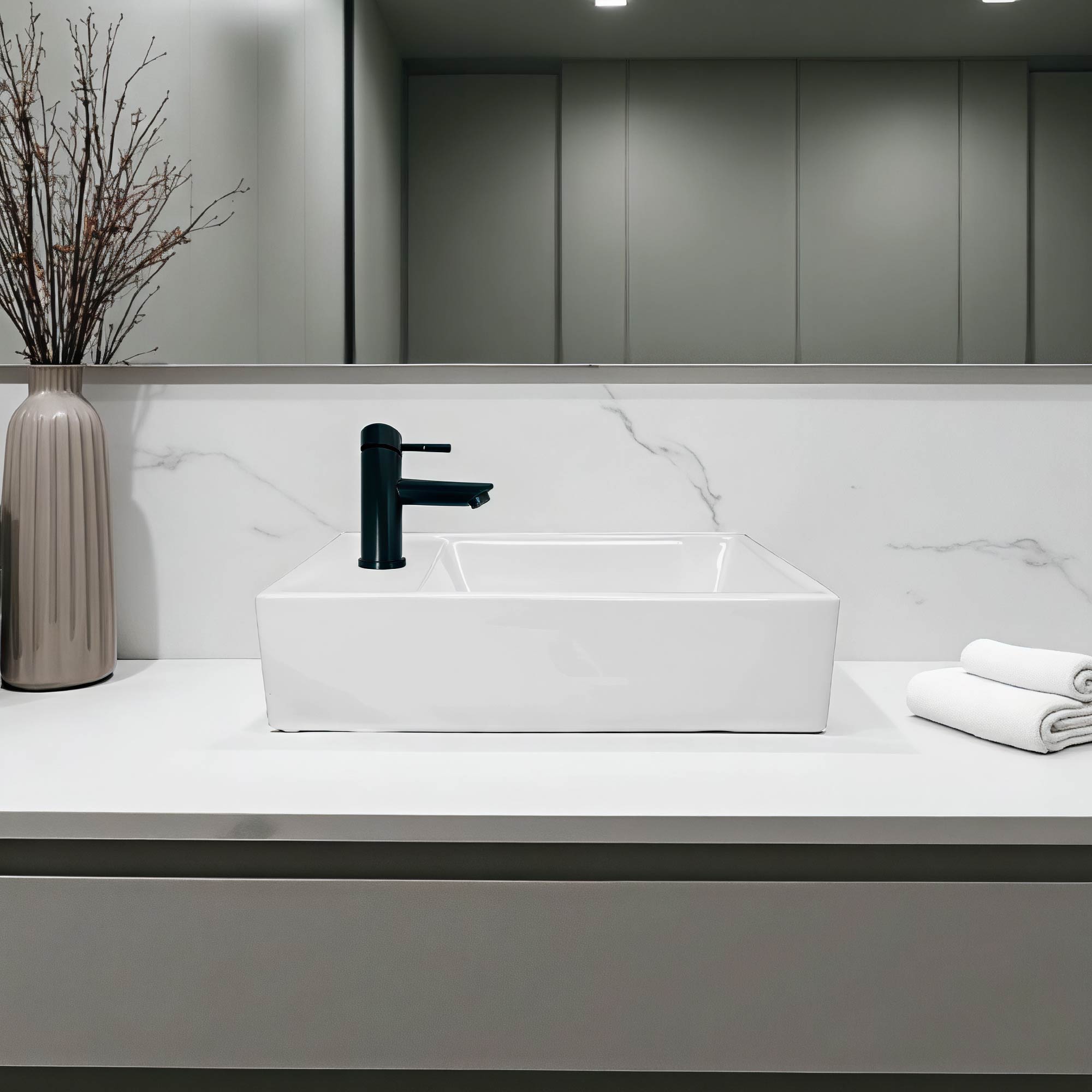 Combo Lavamano Nappo + Griferia Mezcladora Negra C672