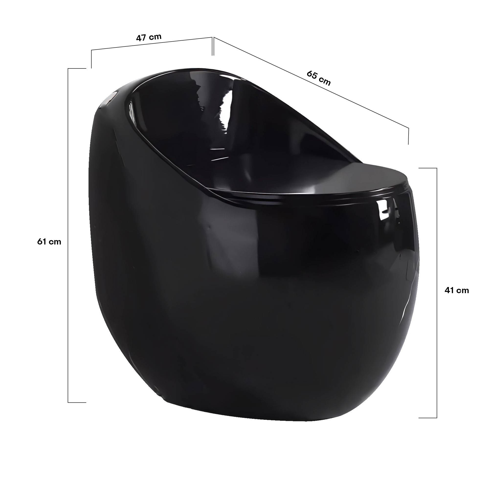 Sanitario De Lujo Tipo Huevo Negro Brillante