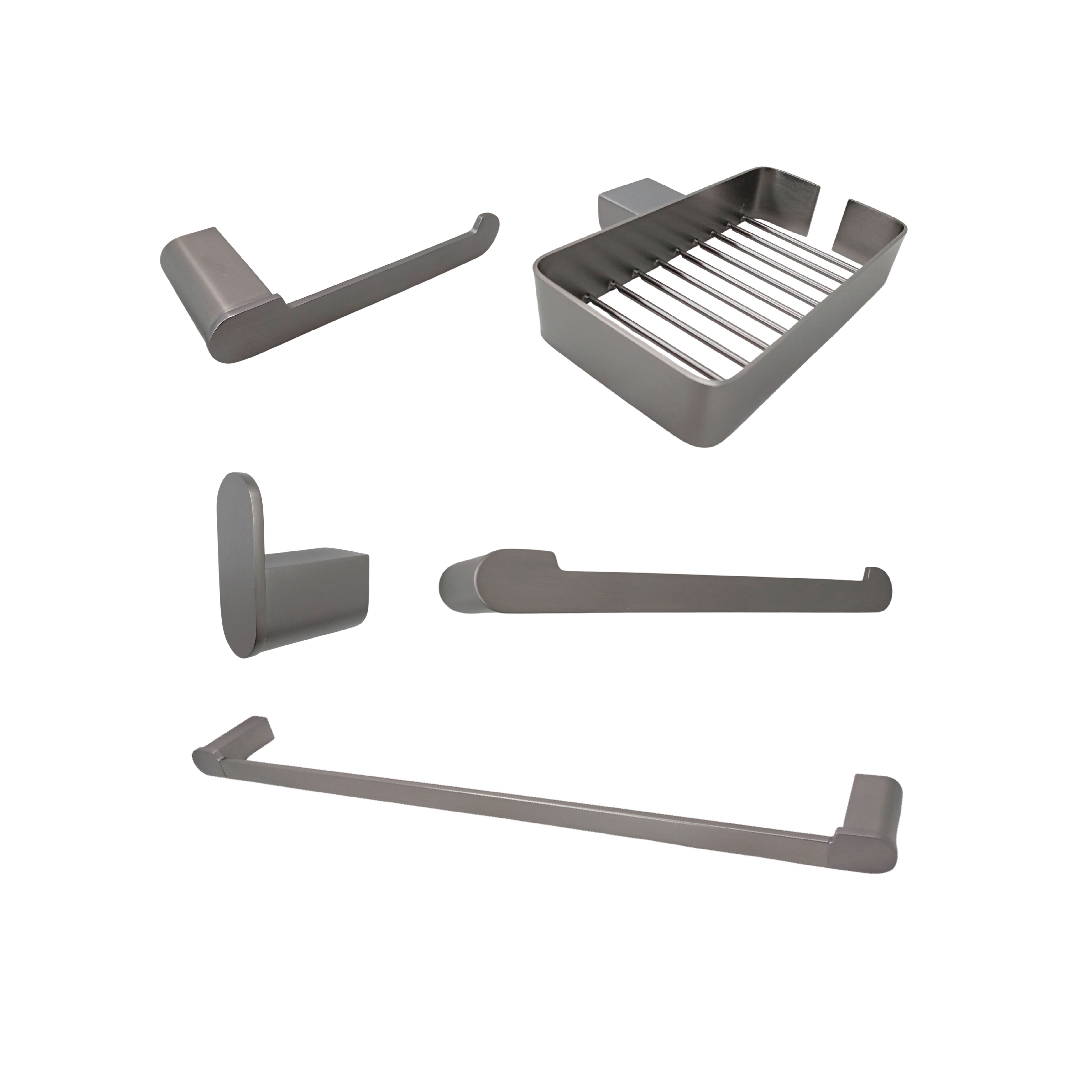 Combo De Accesorios Gris Cobalto Para Baño 5 Piezas