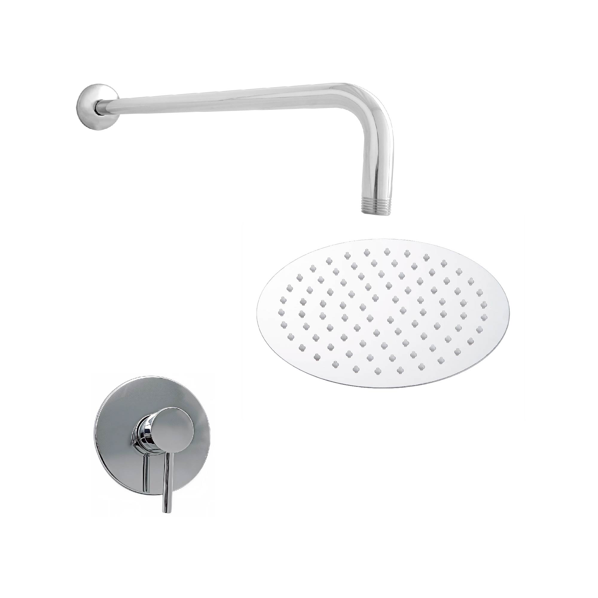 Combo Ducha R 20cm + Brazo Cilindrico + Mezclador Cromado