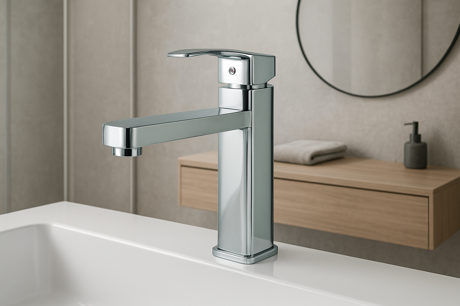 Griferia Mezclador Poste Bajo Cromado Lavamanos D21