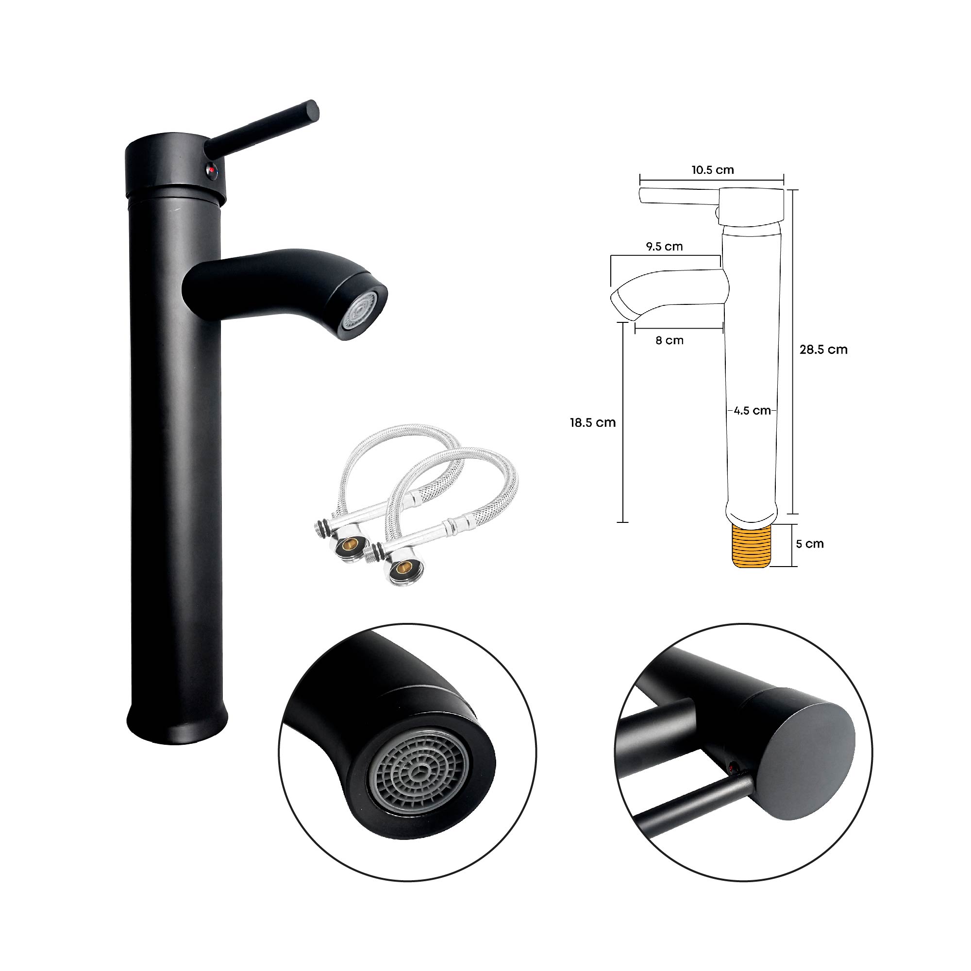 Lavamanos Cerámica Sobreponer Ovalado Negro Velenty + Push Negro + Grifería Mezclador Negra