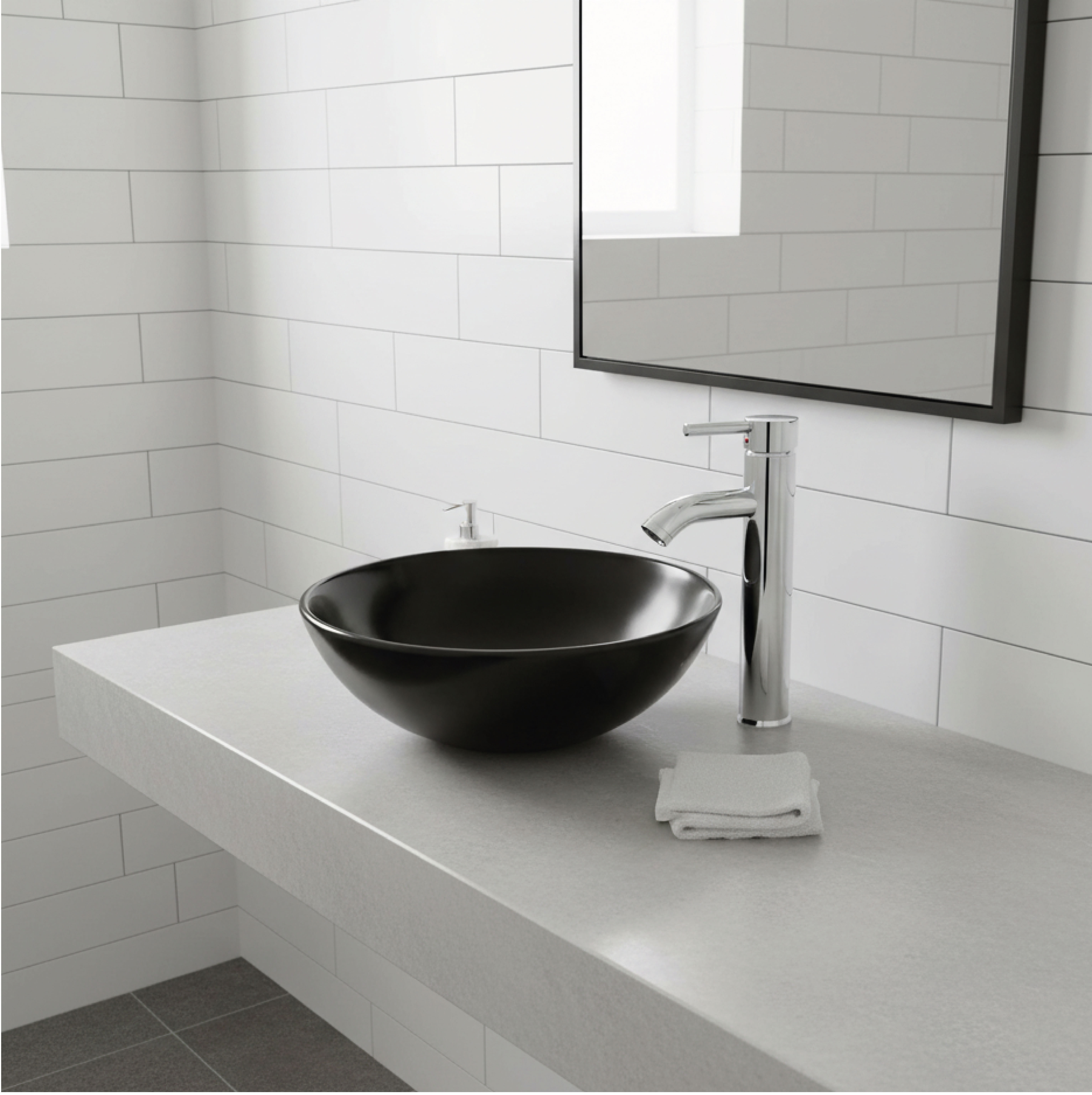 Combo Lavamanos Negro + Griferia Mezclador + Accesorios C739