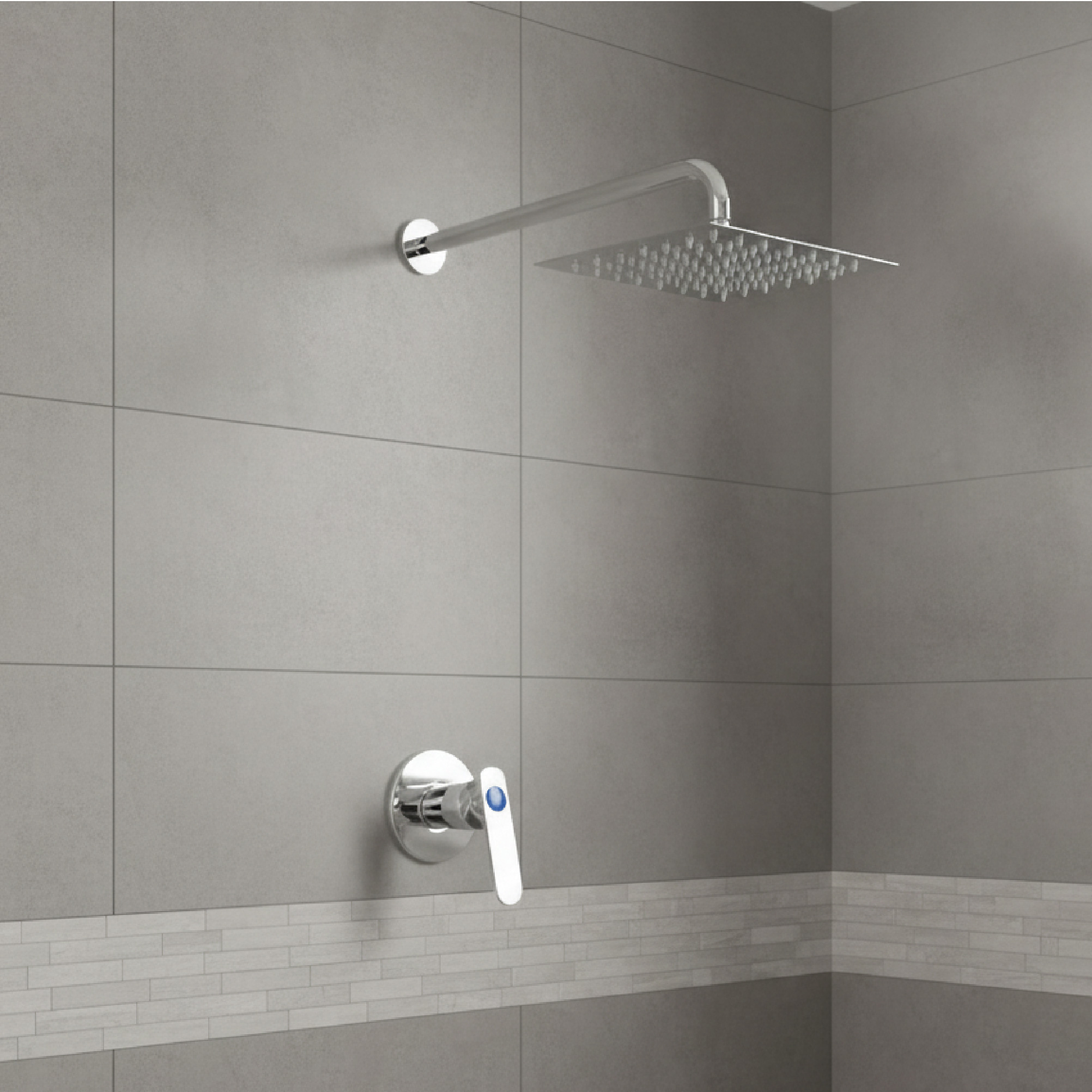 Kit Ducha Acero Ultra Slim Cuadrada + Brazo+ Registro C1070