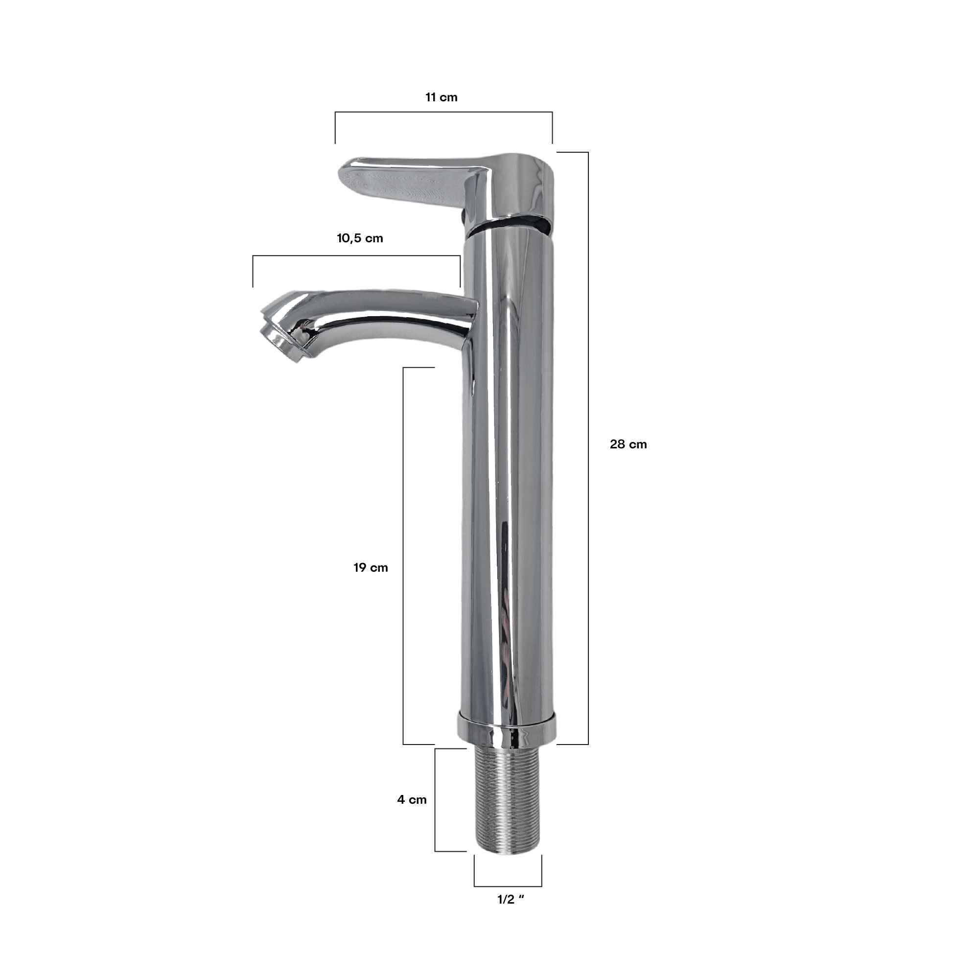 Grifería Mezclador Poste Alto Cromado Lavamanos