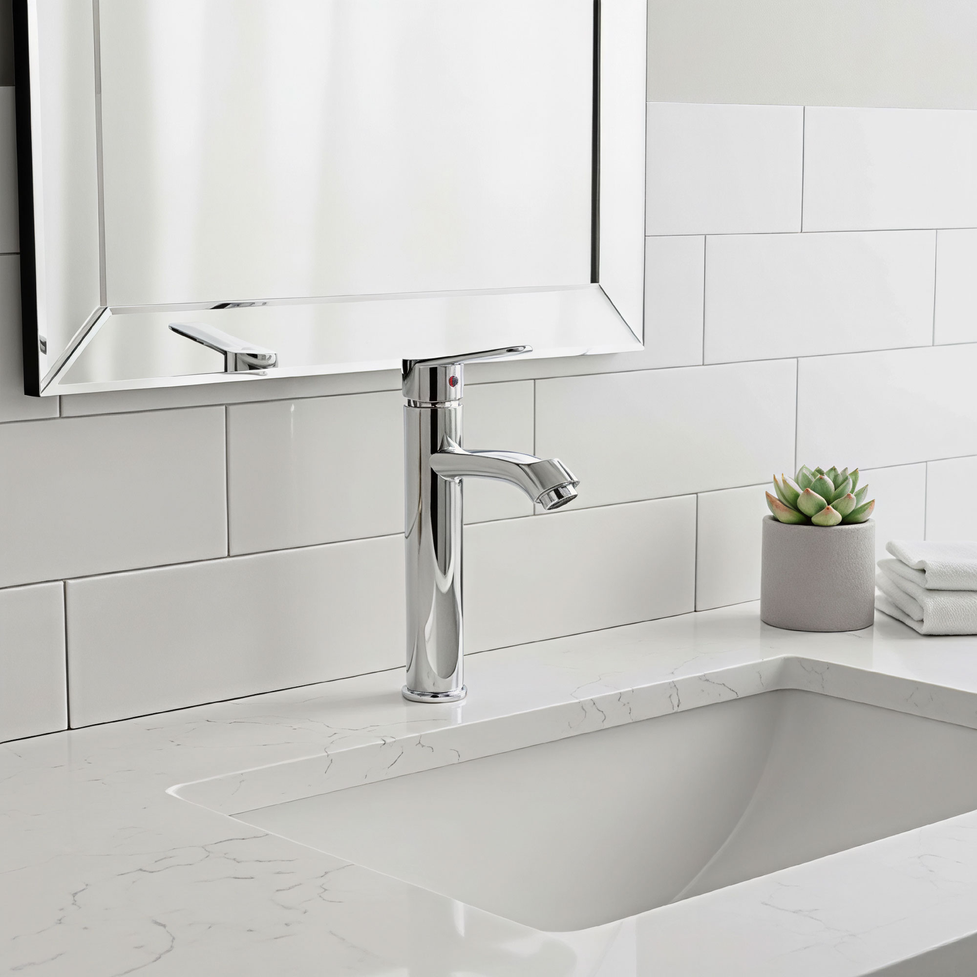 Grifería Mezclador Poste Alto Cromado Lavamanos