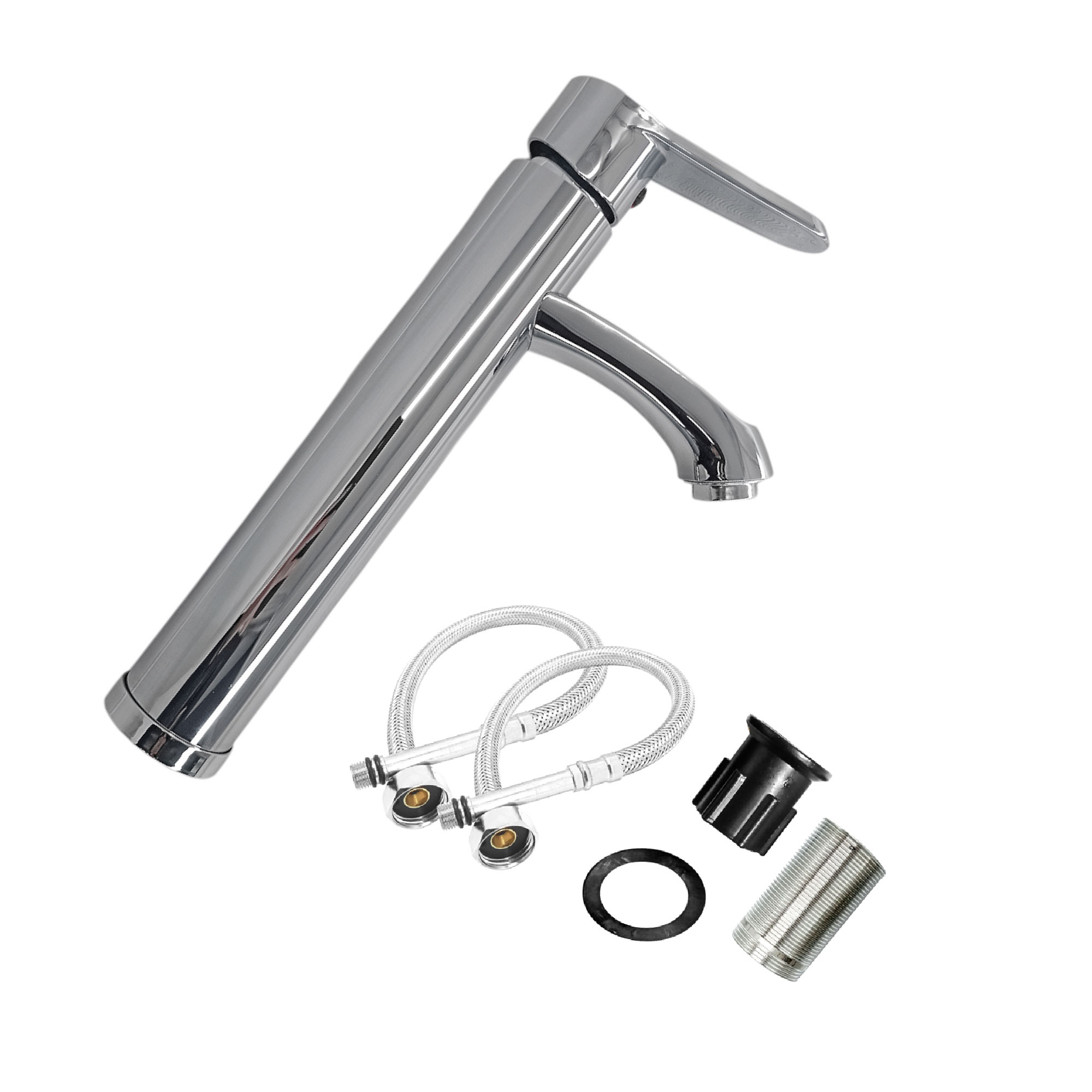 Grifería Mezclador Poste Alto Cromado Lavamanos
