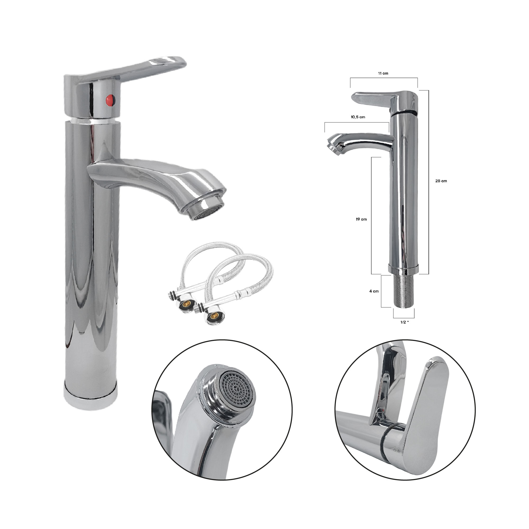 Combo Lavamanos + Griferia Pico Plano + Push + Sifón