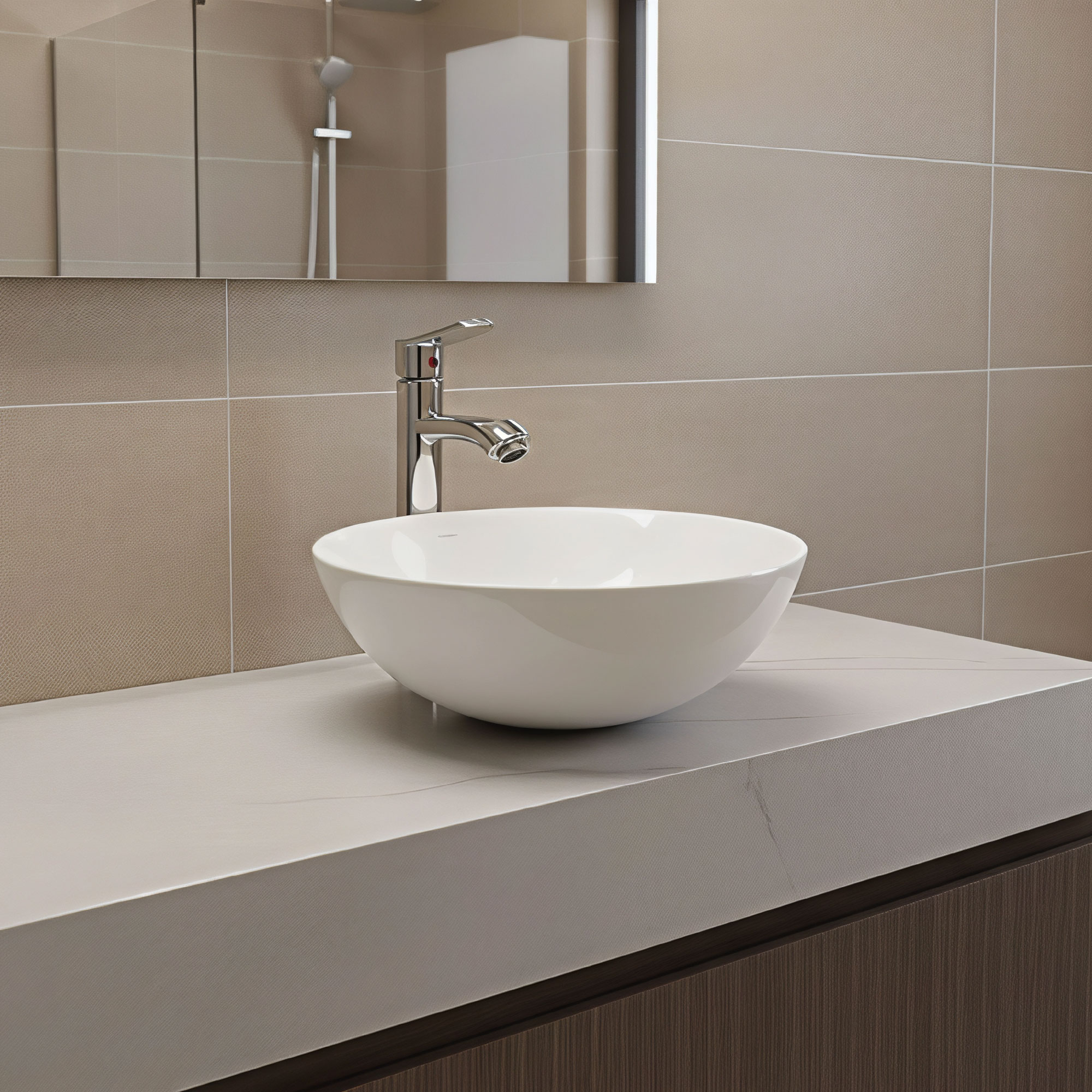 Combo Lavamanos Redondo + Griferia Pico Plano + Push + Sifón